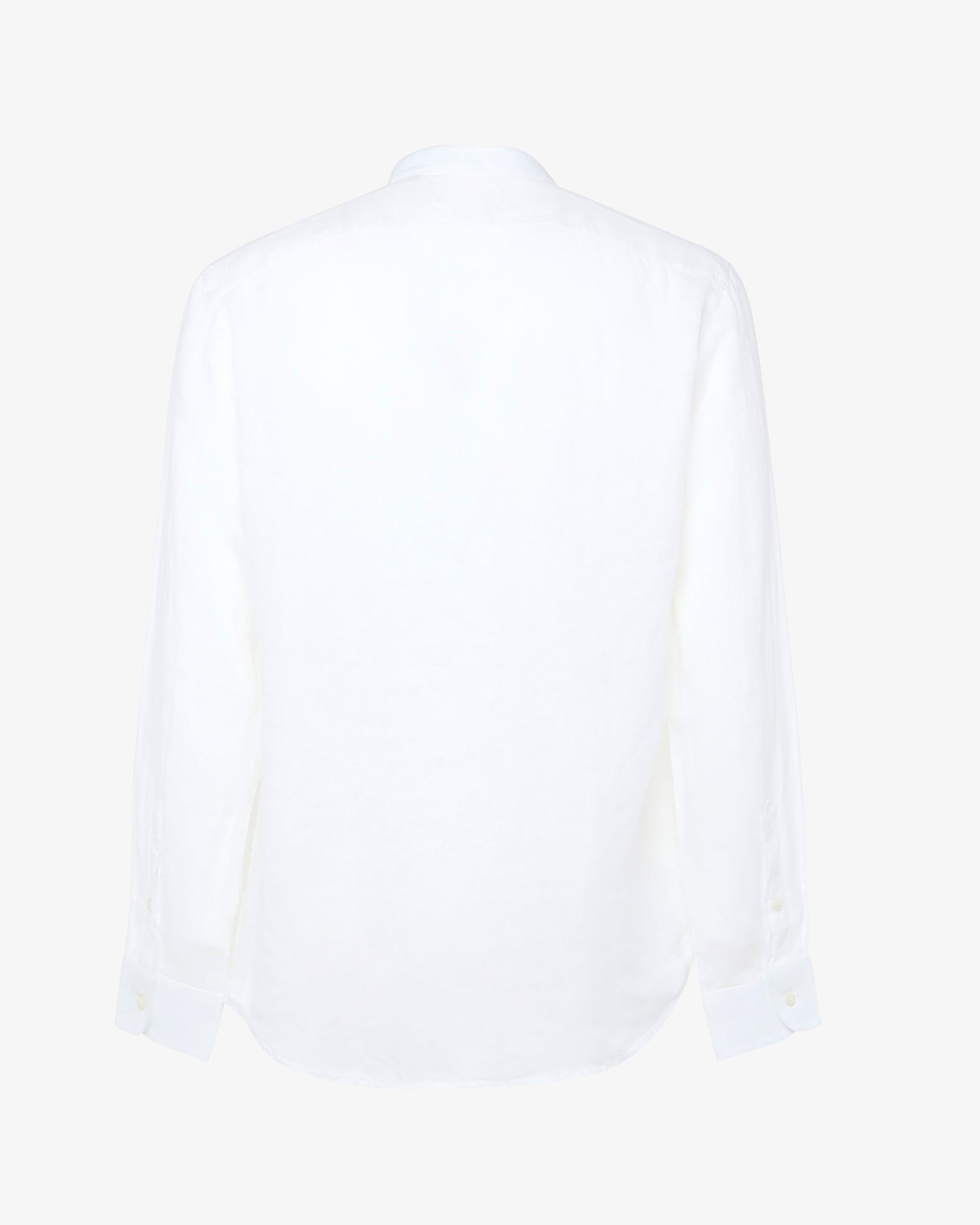 Camicia in puro lino con collo coreano e vestibilità regular