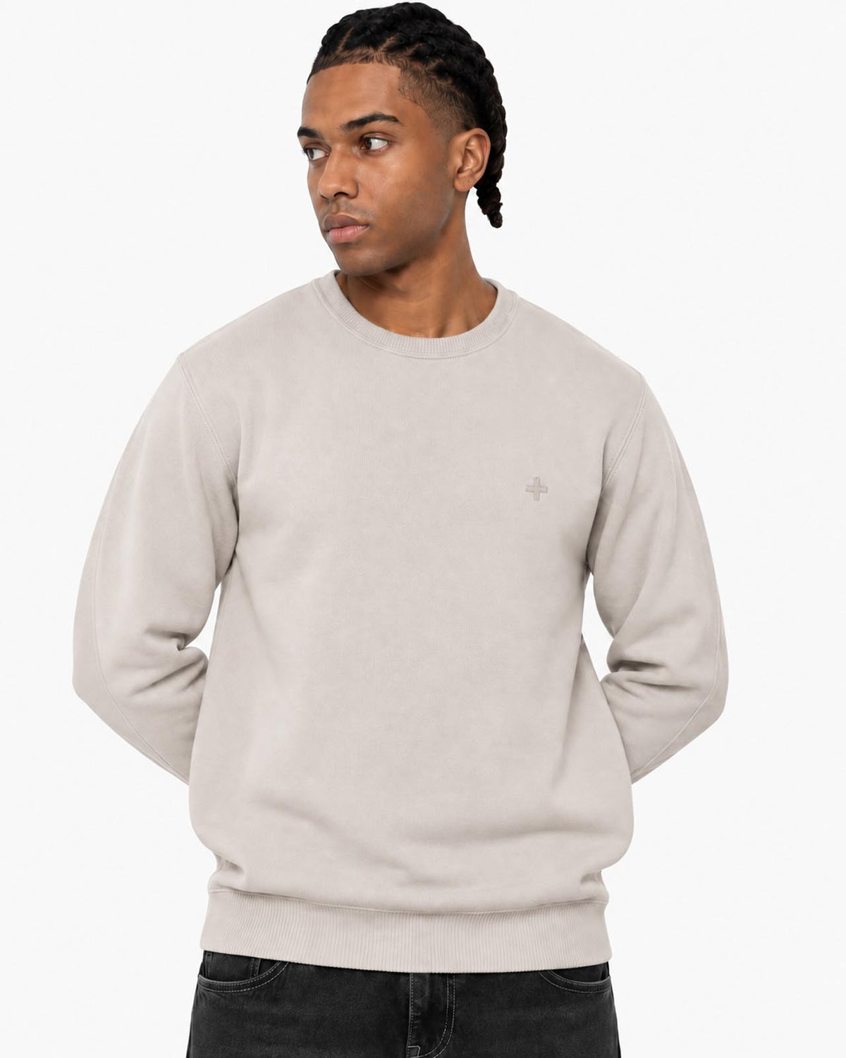 Maglia girocollo in viscosa con logo in tono
