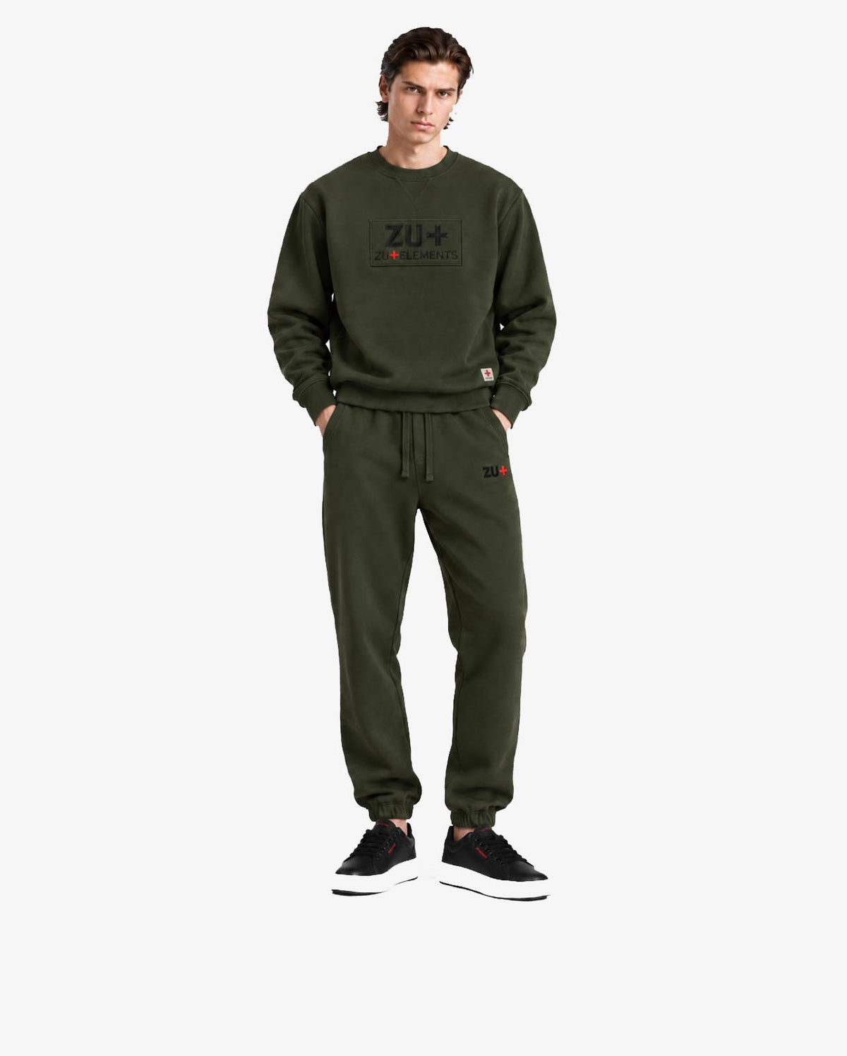 Coordinato Girocollo Relaxed con Ricamo a Contrasto