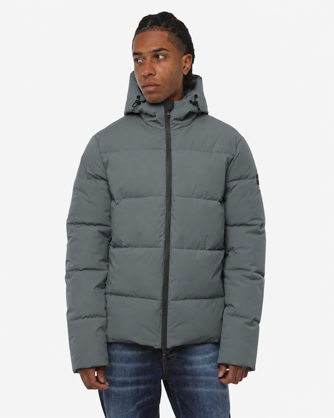 Giubbotto trapuntato superstretch con cappuccio