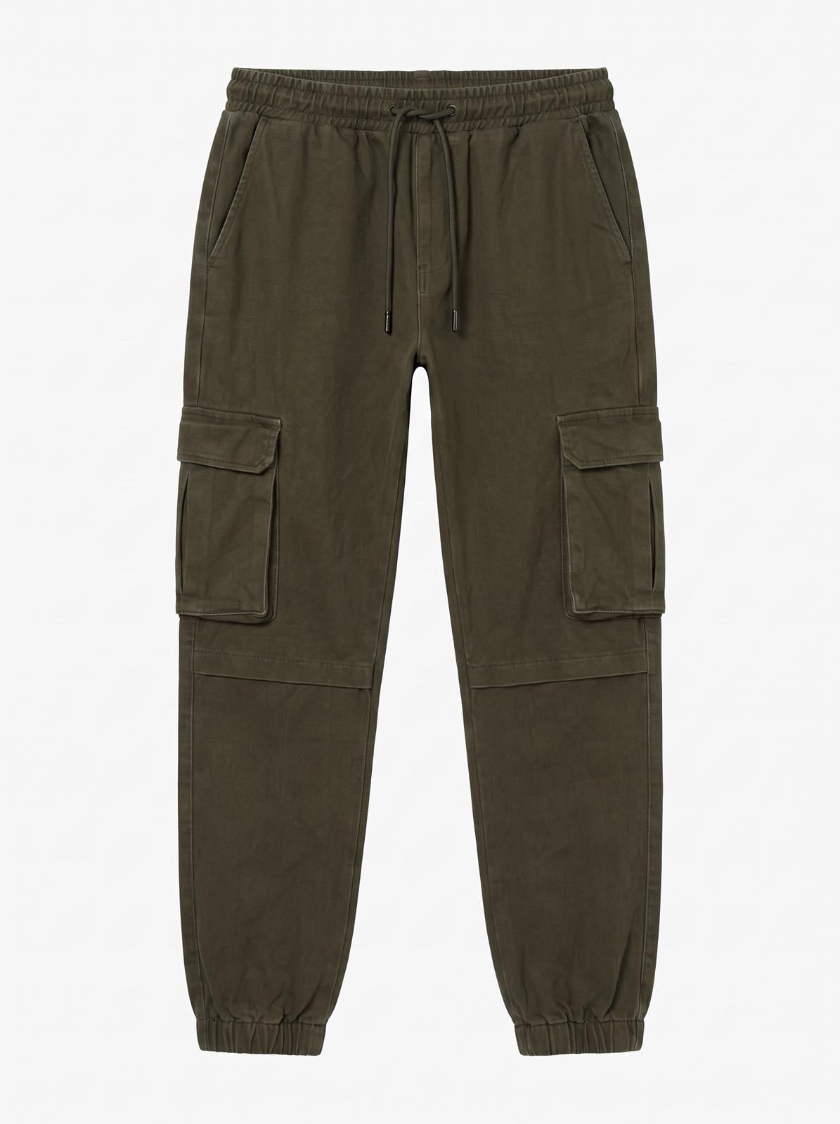 Pantaloni jogger cargo slim fit military