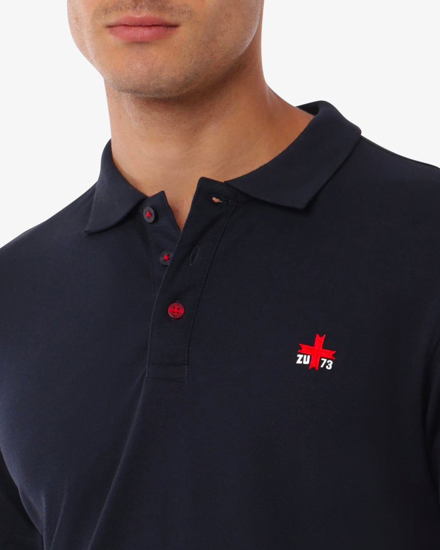 Polo piquet in puro cotone con logo ricamato e bottoni logati