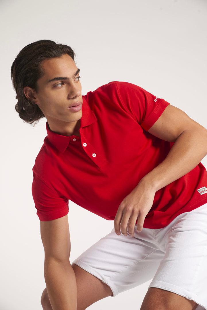 Polo shirt with micrologist on sleeve
