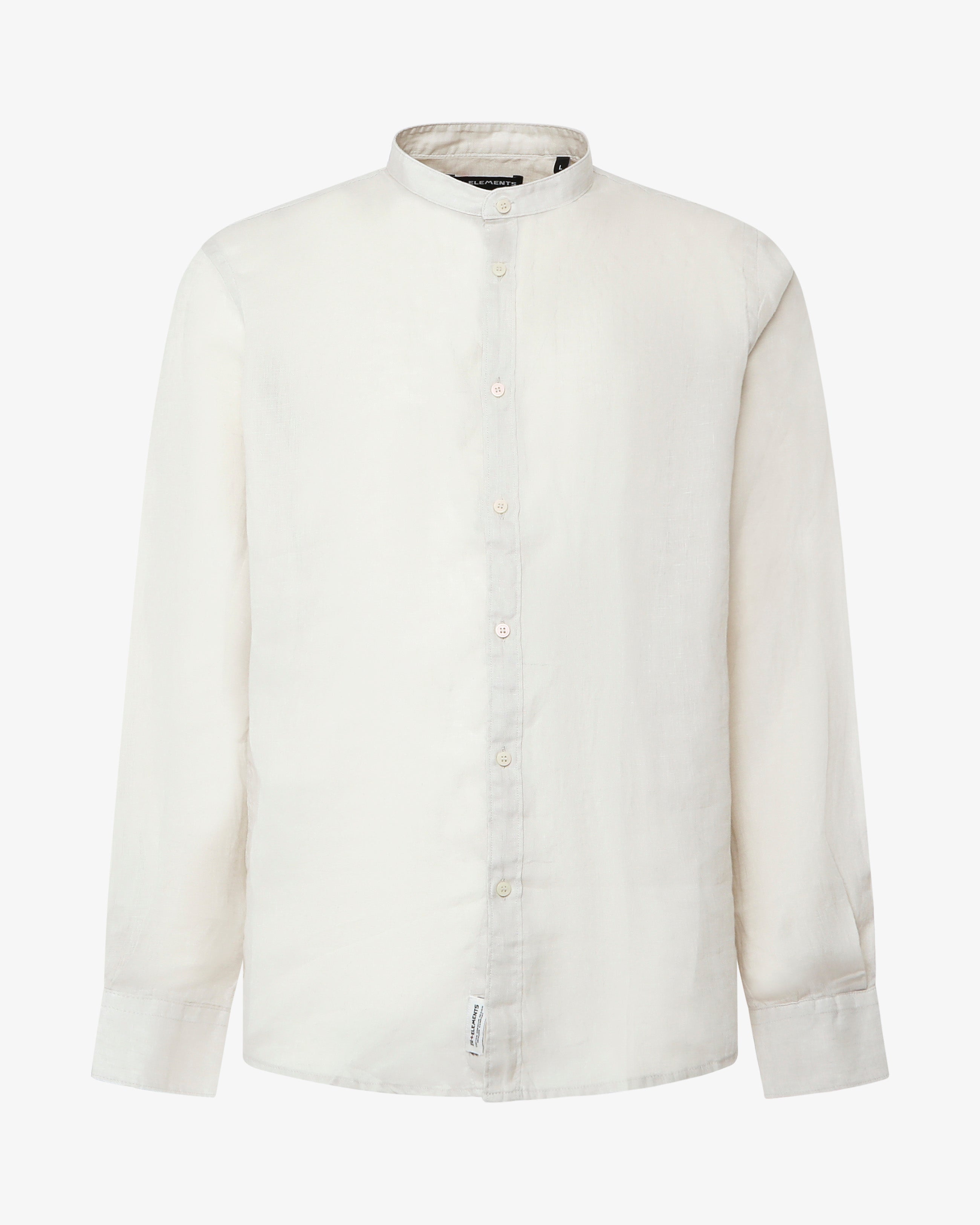 Camicia in puro lino con collo coreano e vestibilità regular