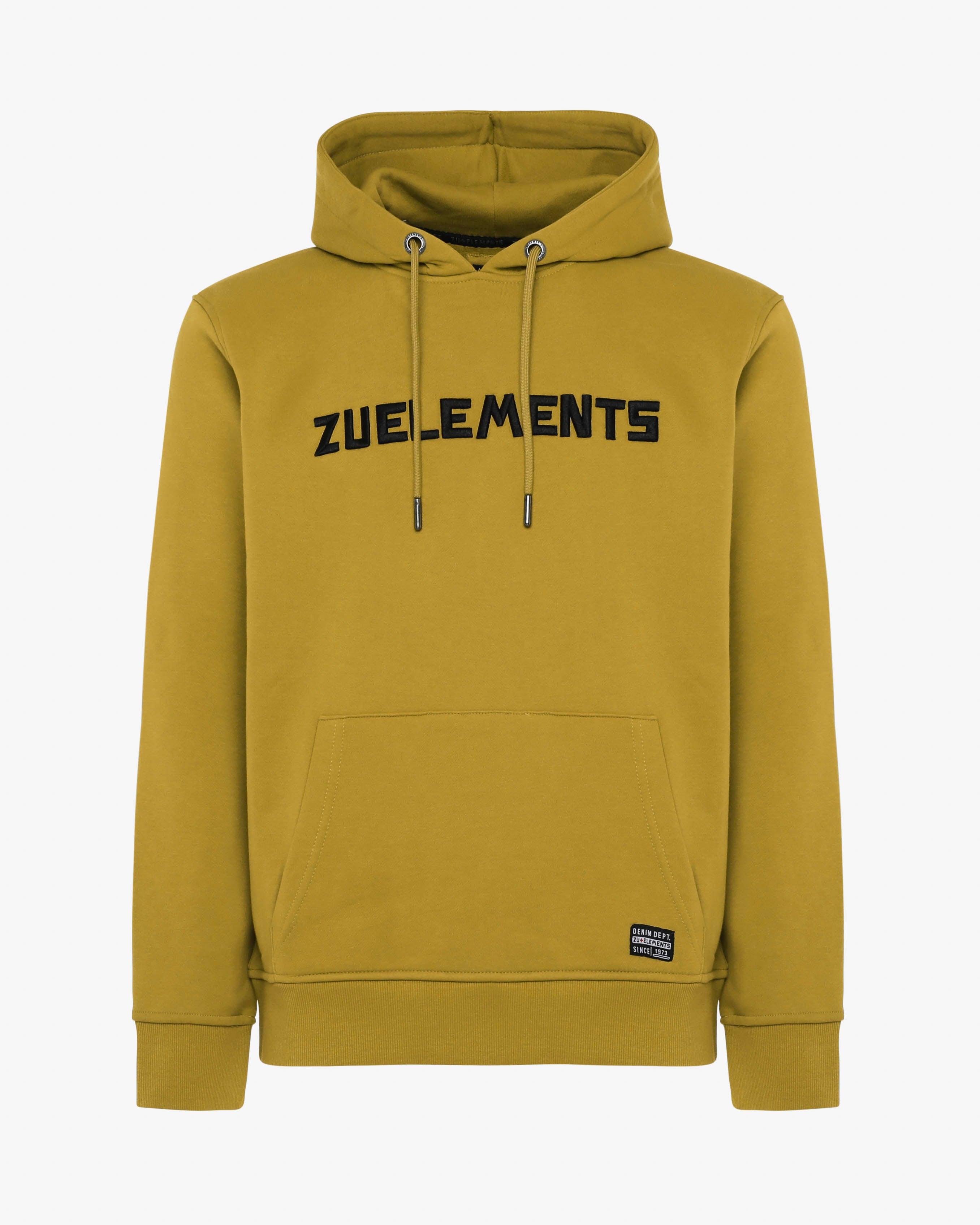Crewneck sweatshirt with hood and embroidered Zu pockets