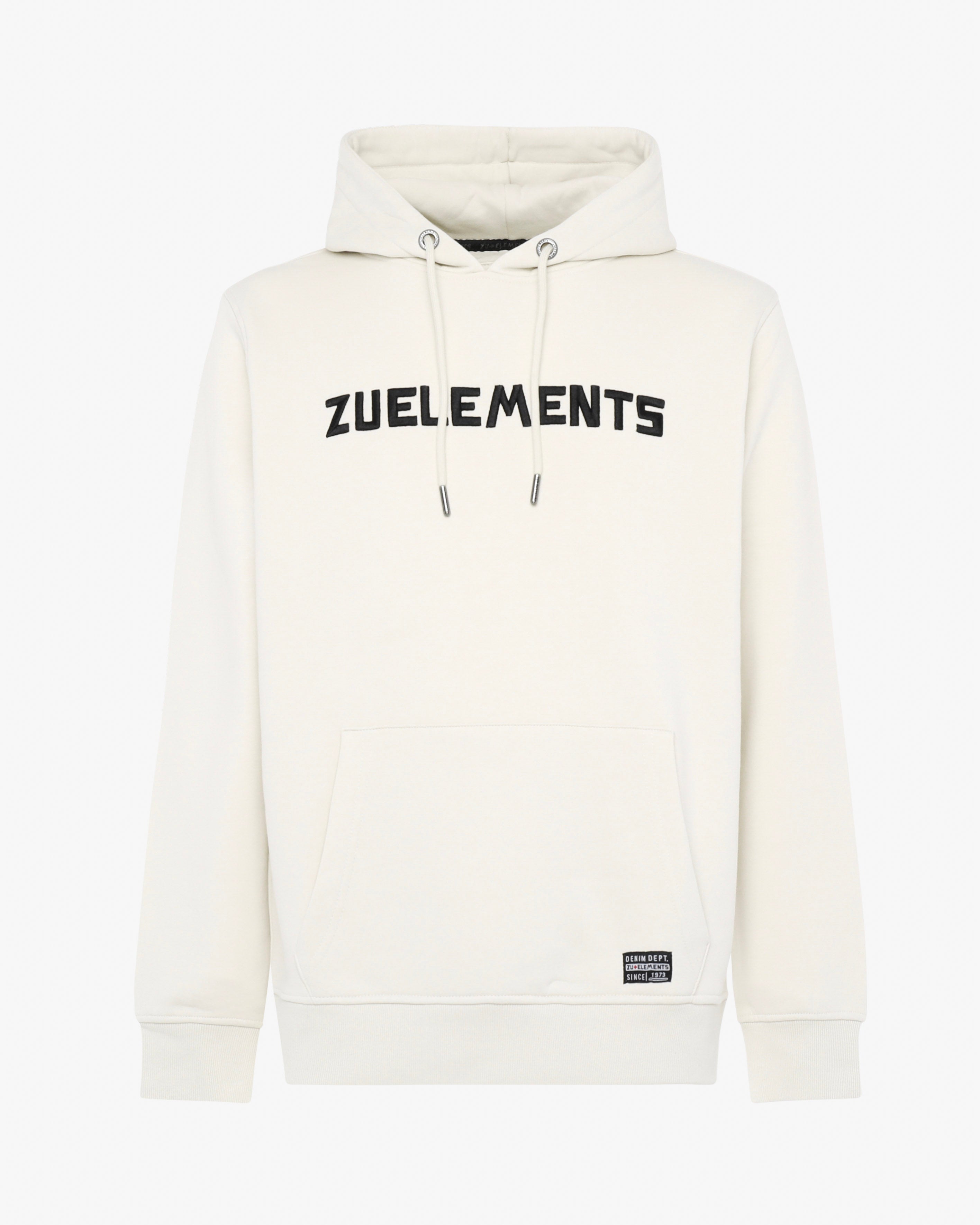 Crewneck sweatshirt with hood and embroidered Zu pockets