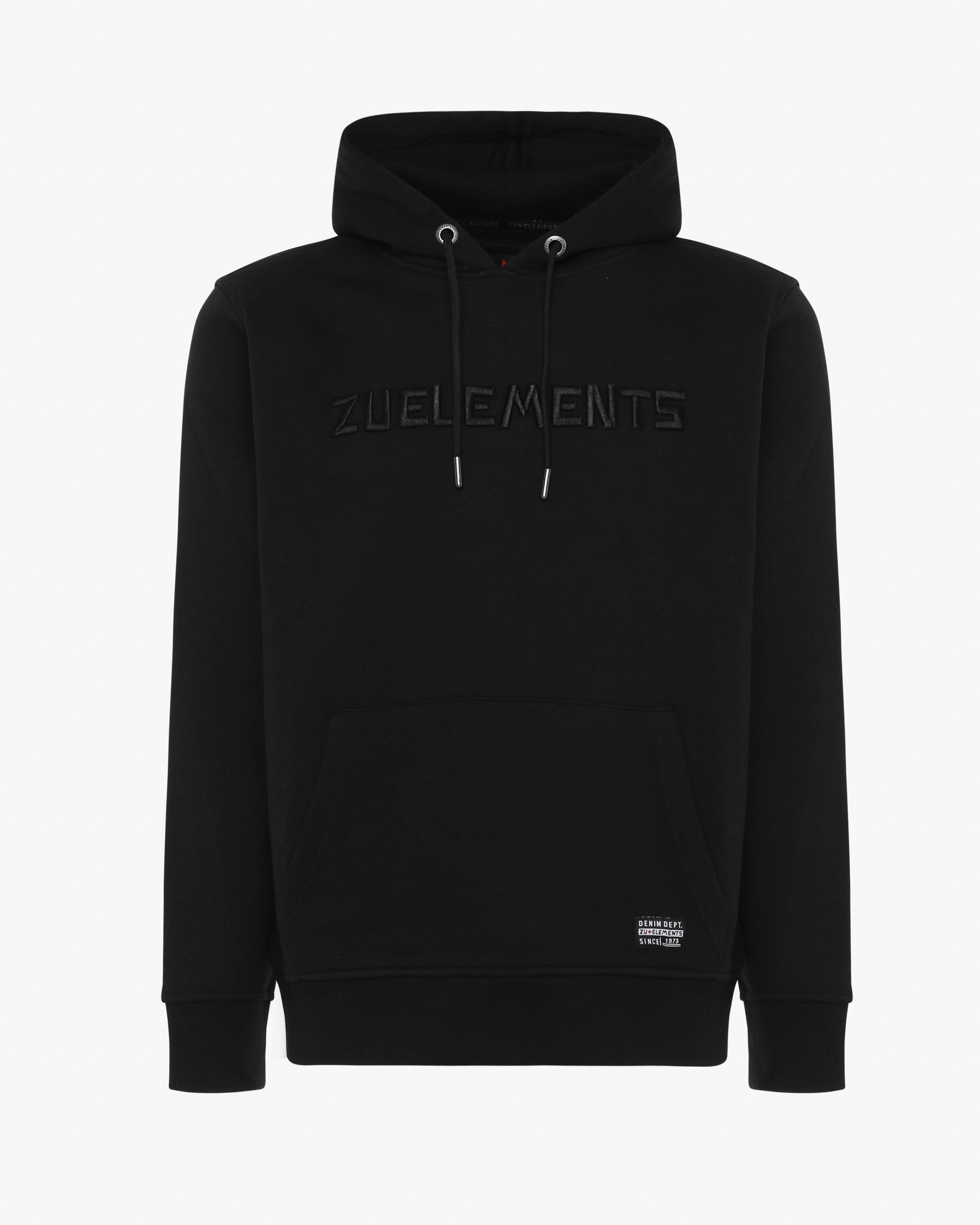 Crewneck sweatshirt with hood and embroidered Zu pockets