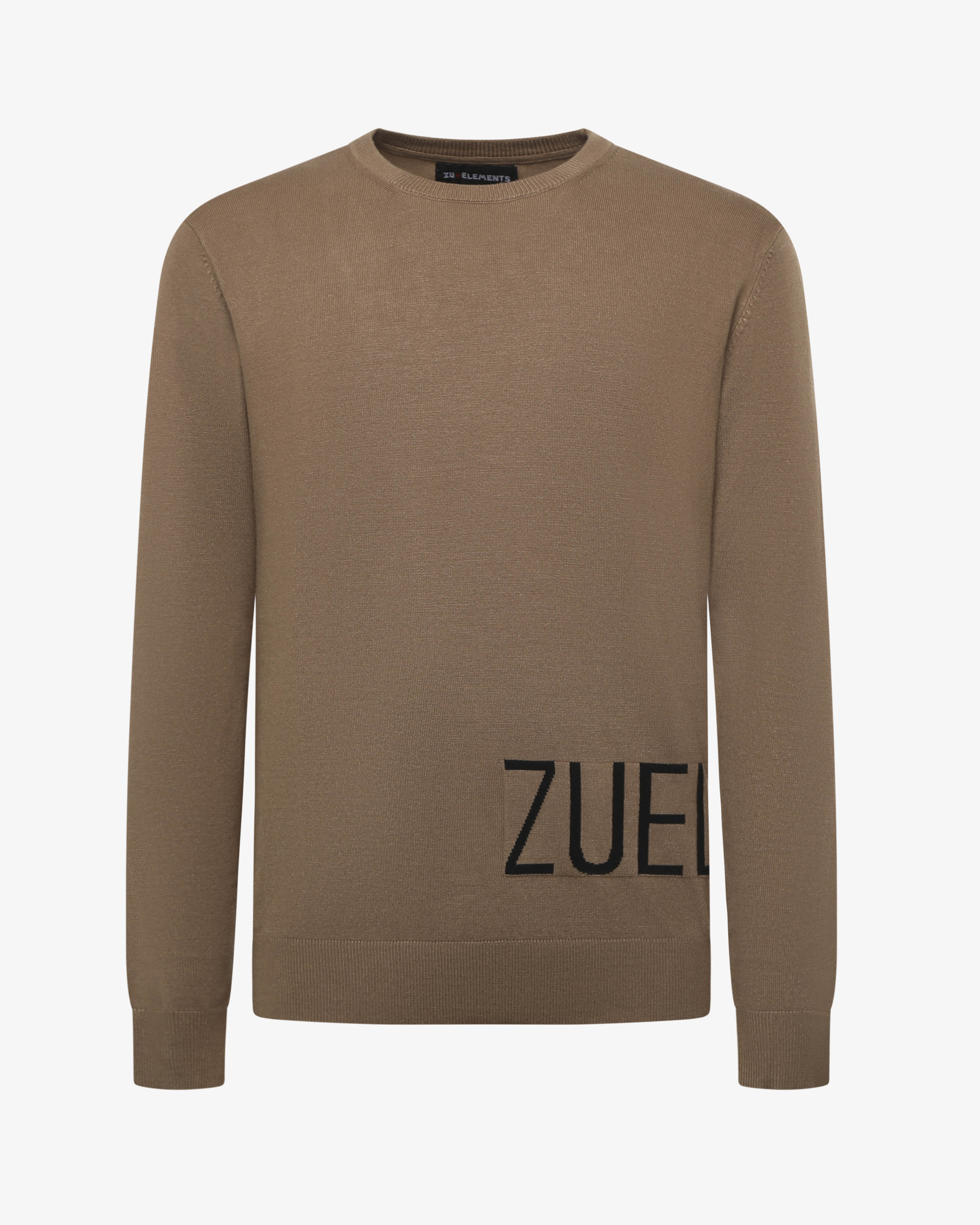 Maglia girocollo colour block, logo a intarsio