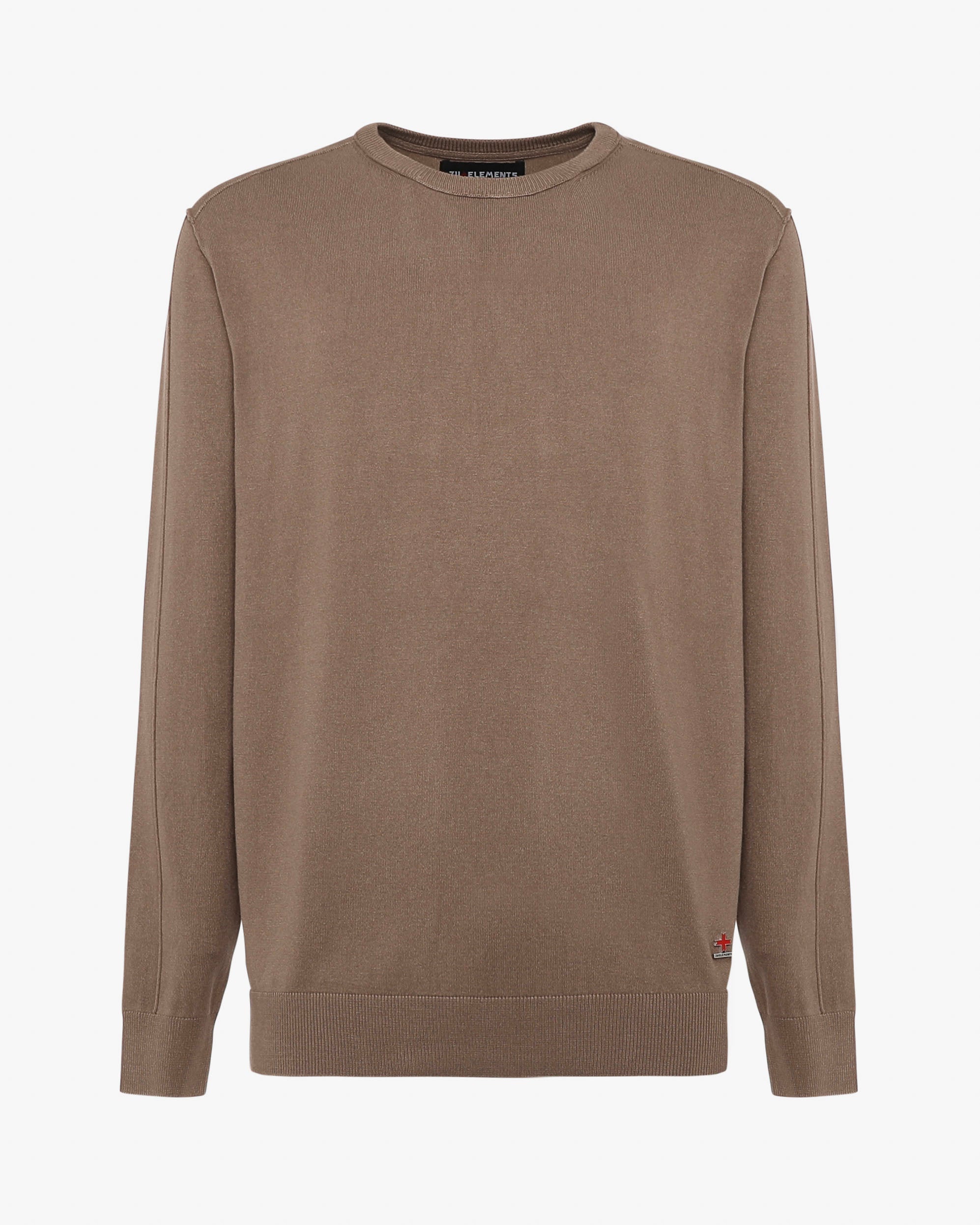 Maglia girocollo con logo in applicazione metallica