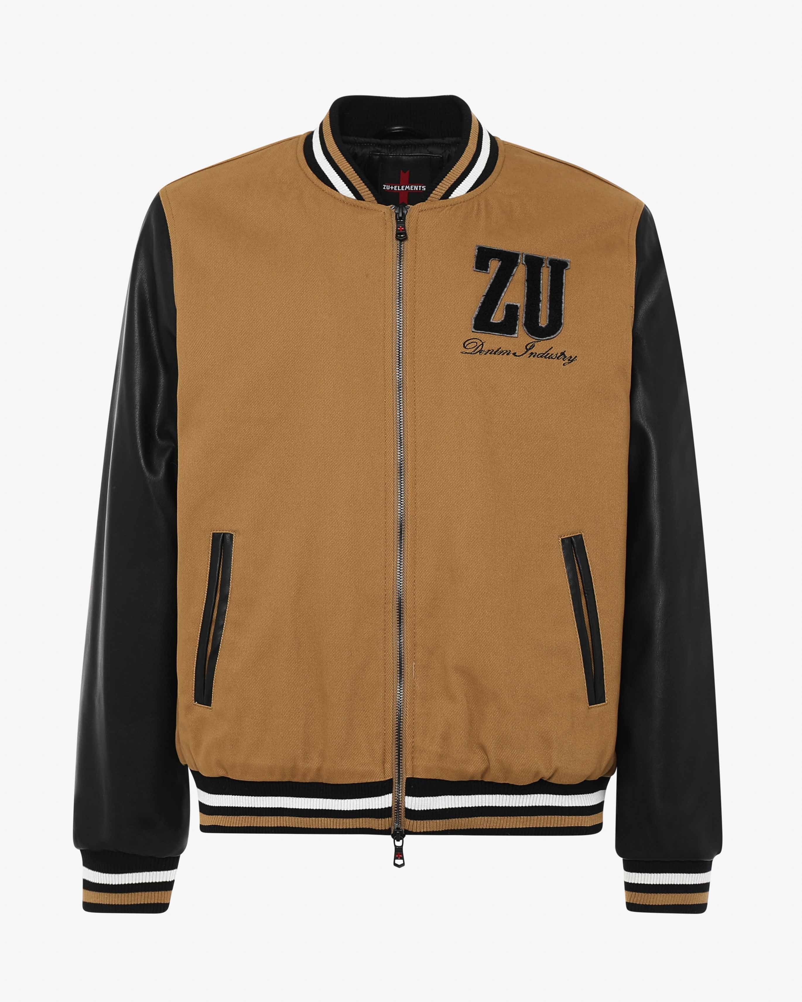 Giubbotto Varsity bimaterico con zip e patch