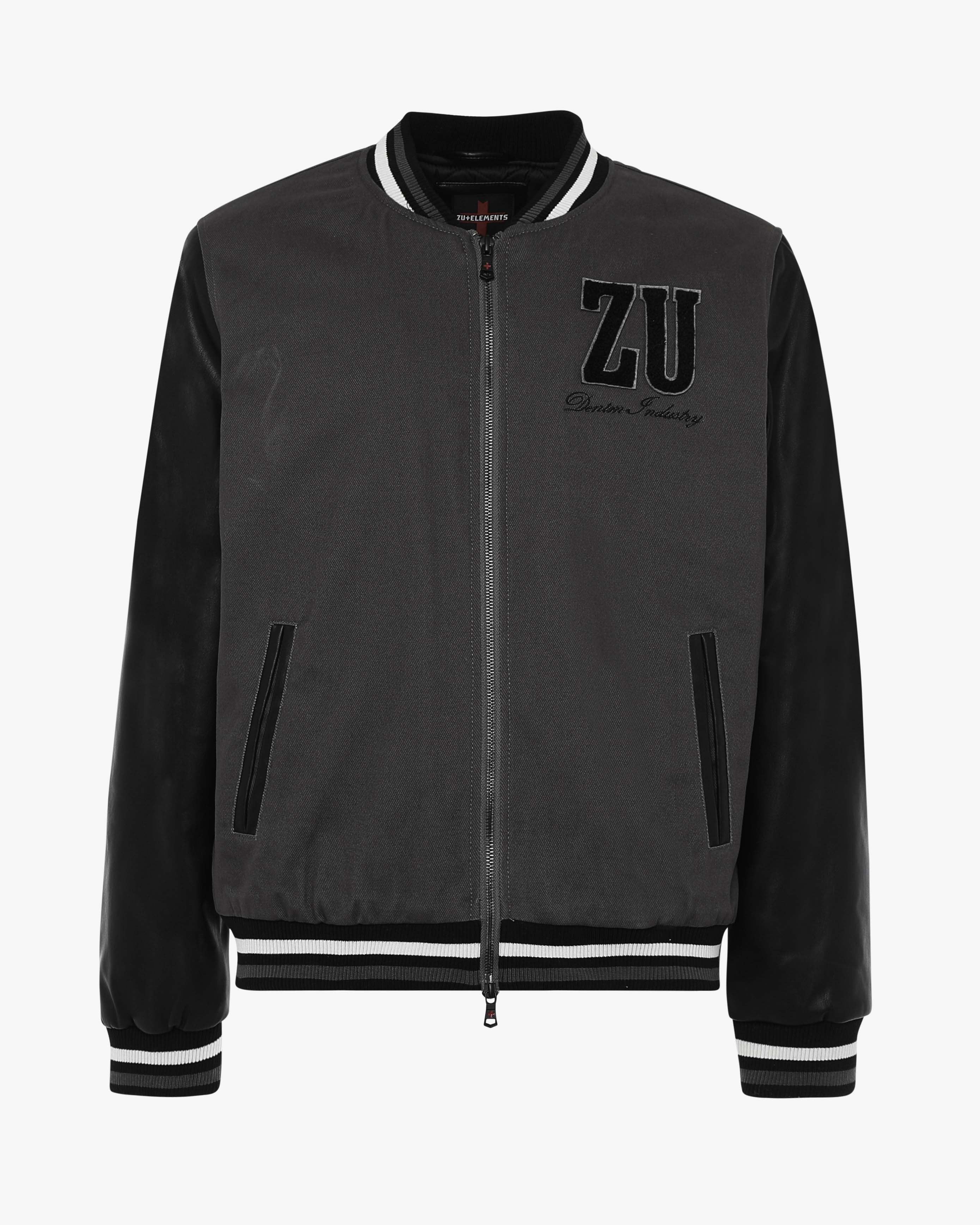 Giubbotto Varsity bimaterico con zip e patch
