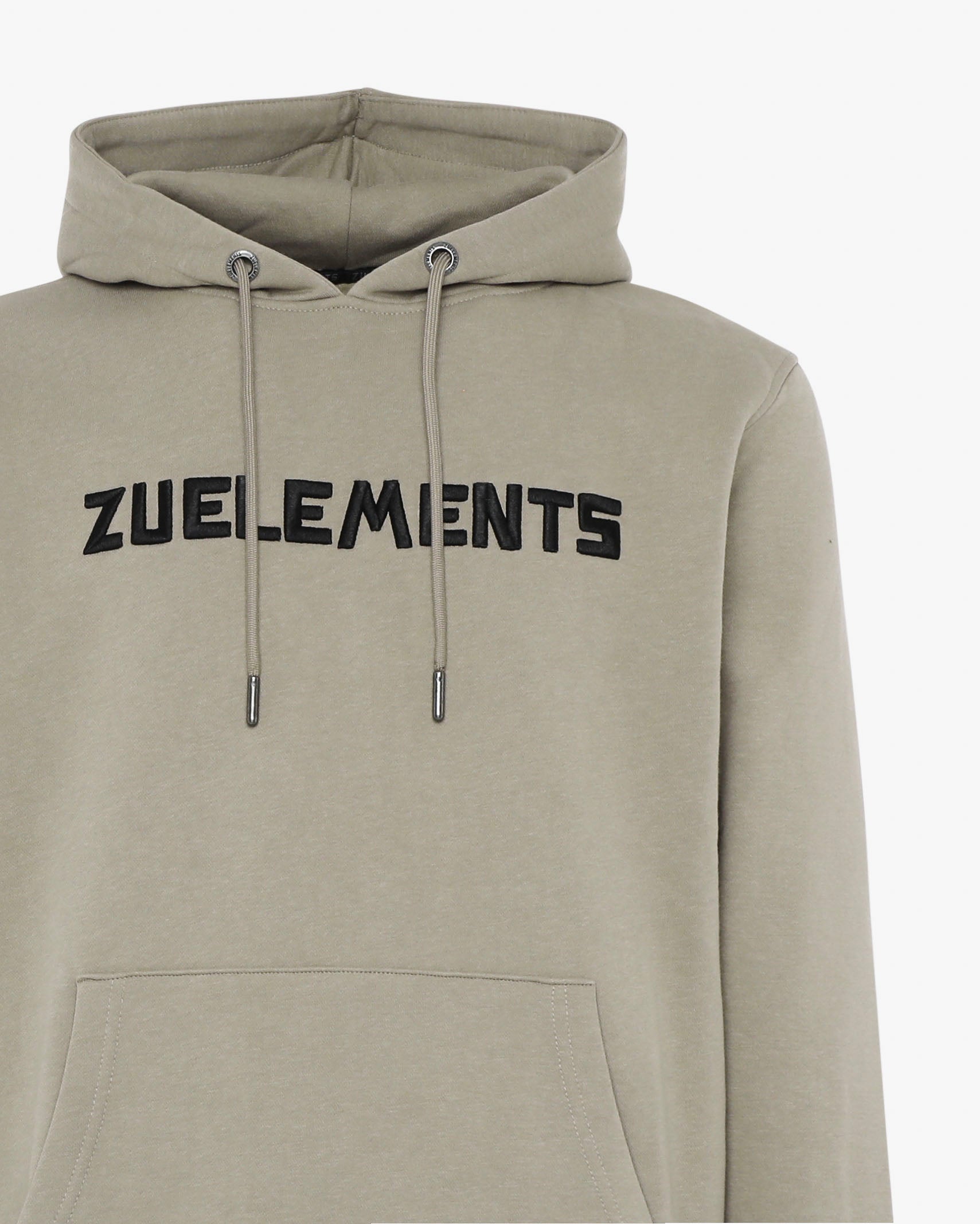 Crewneck sweatshirt with hood and embroidered Zu pockets