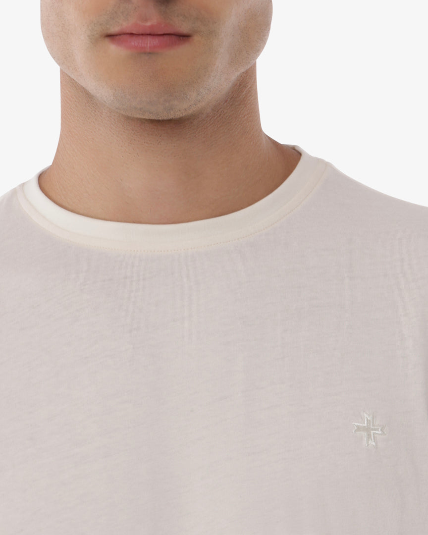 T-shirt girocollo maniche corte con micrologo ricamato