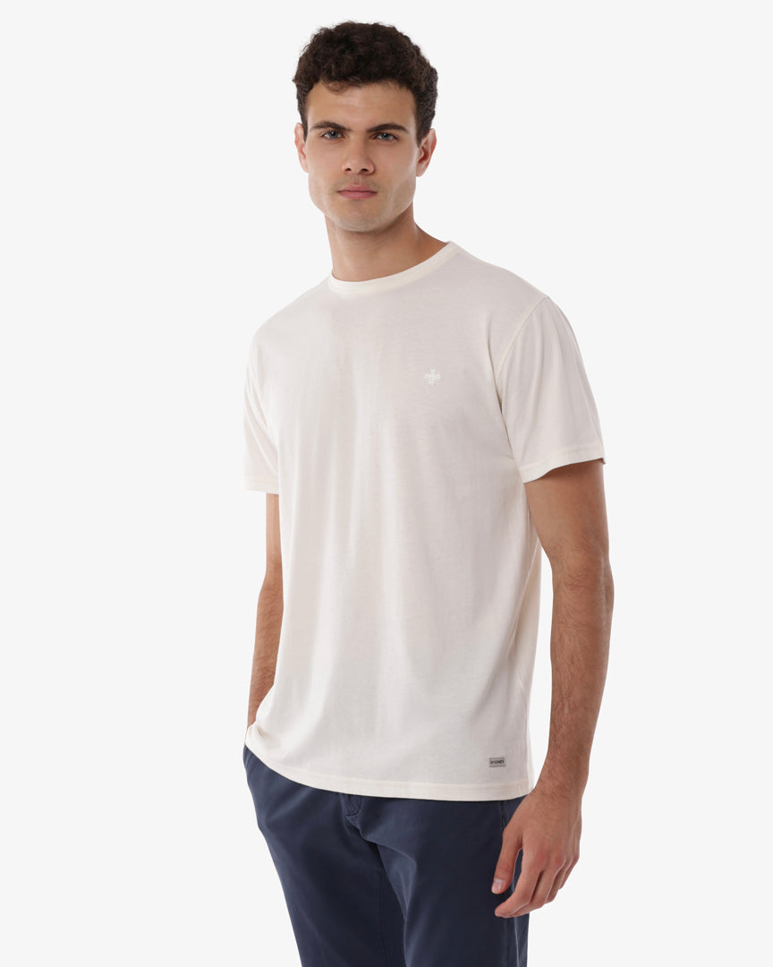 T-shirt girocollo maniche corte con micrologo ricamato