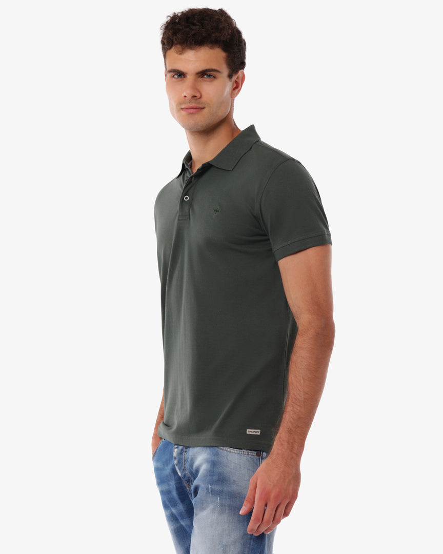 Polo in piquet con logo ricamato e dettagli sul fondo