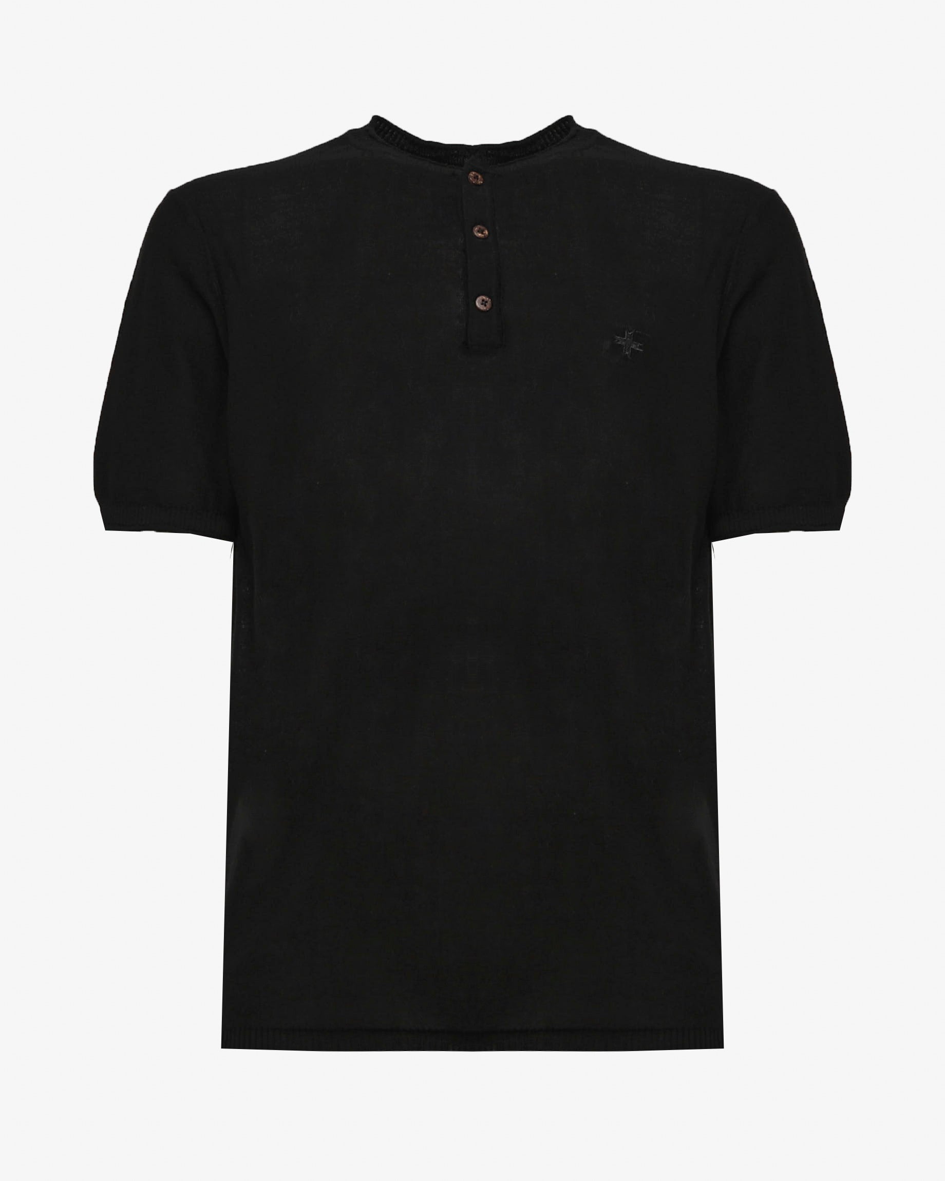 T-shirt in maglia maniche corte con collo serafino