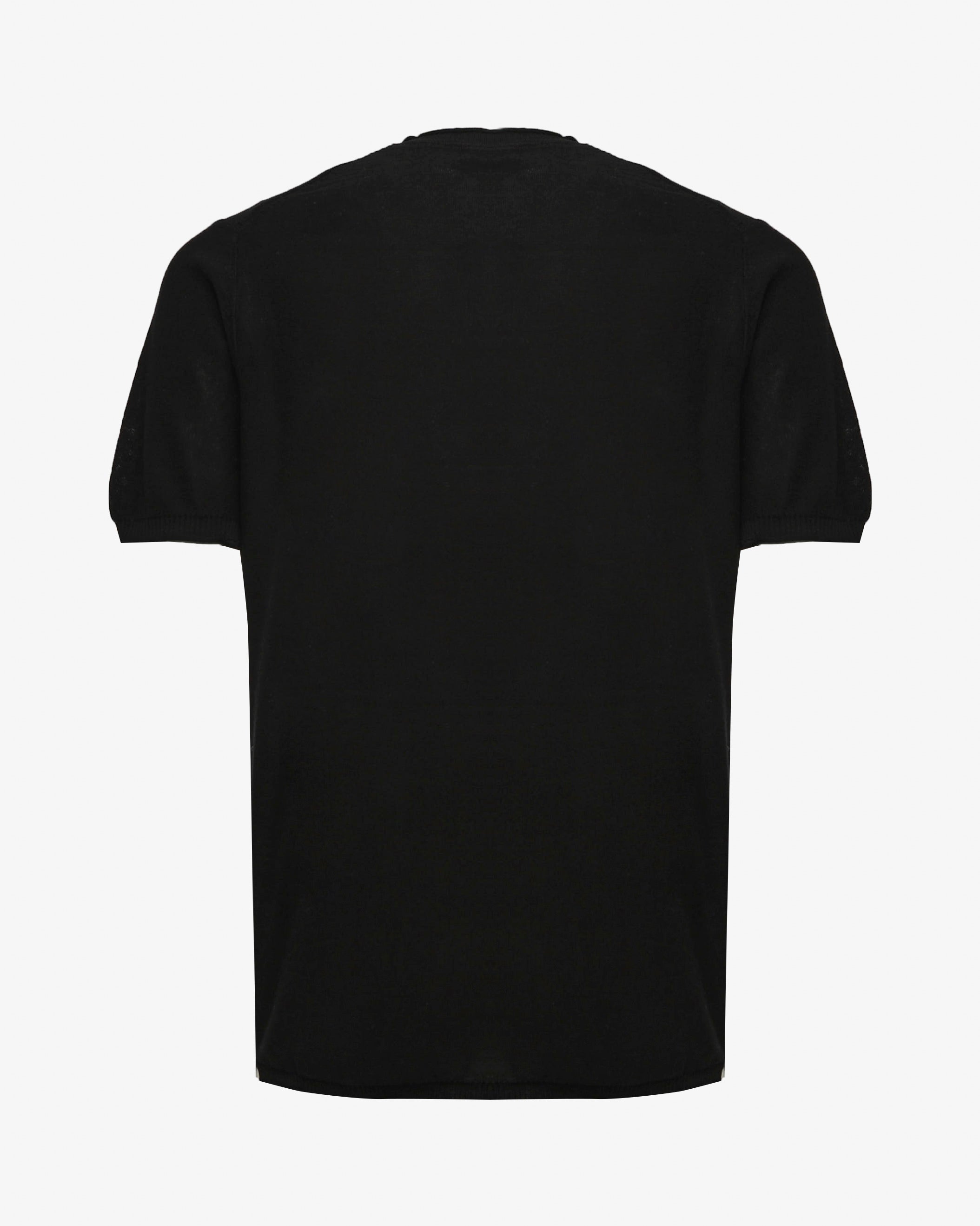 T-shirt in maglia maniche corte con collo serafino