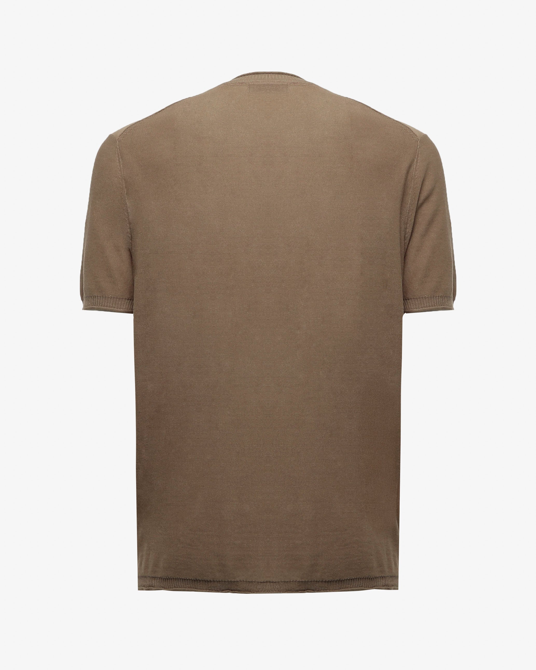T-shirt in maglia maniche corte con collo serafino