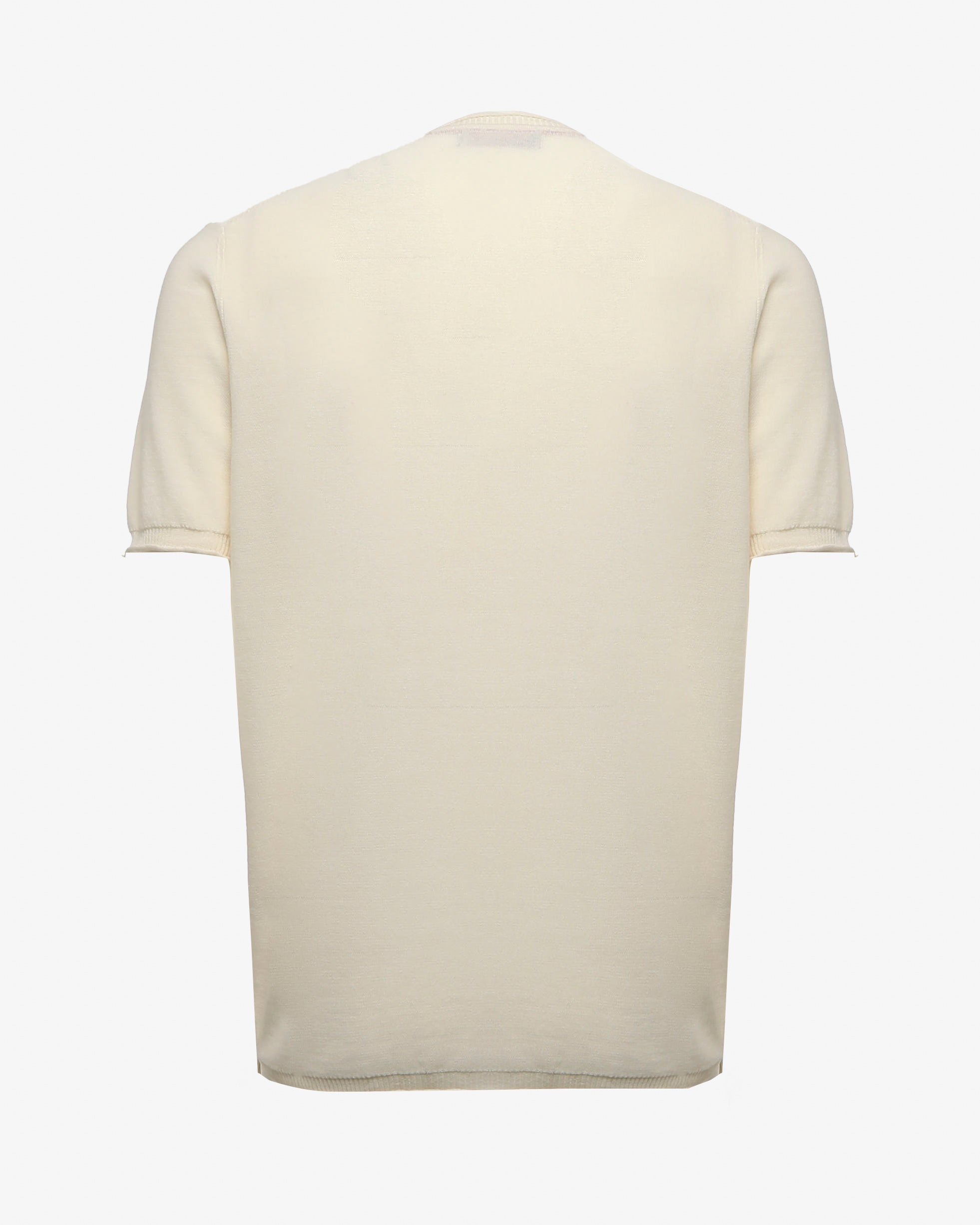 T-shirt in maglia maniche corte con collo serafino