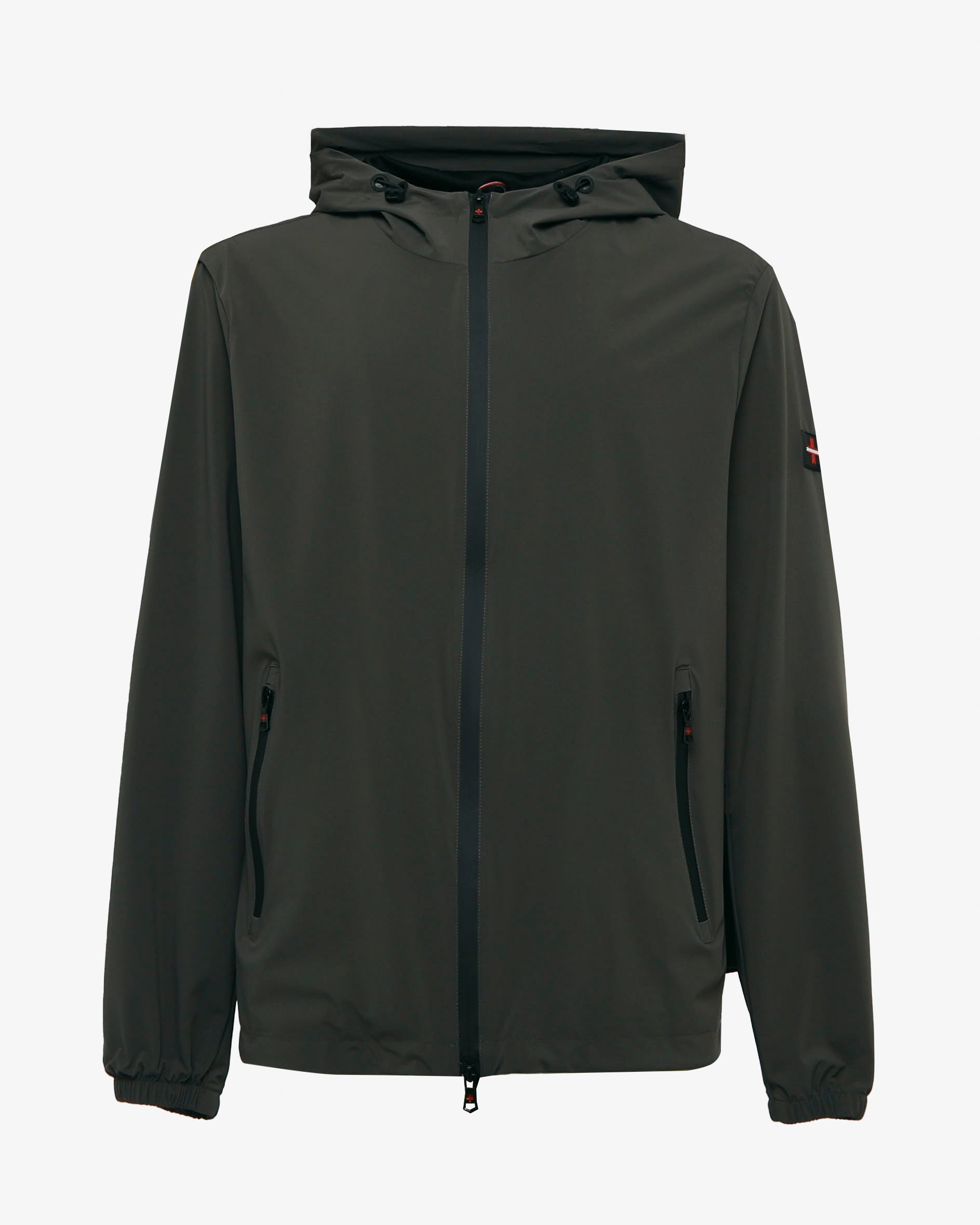 Giubbino zip con cappuccio e chiusura frontale