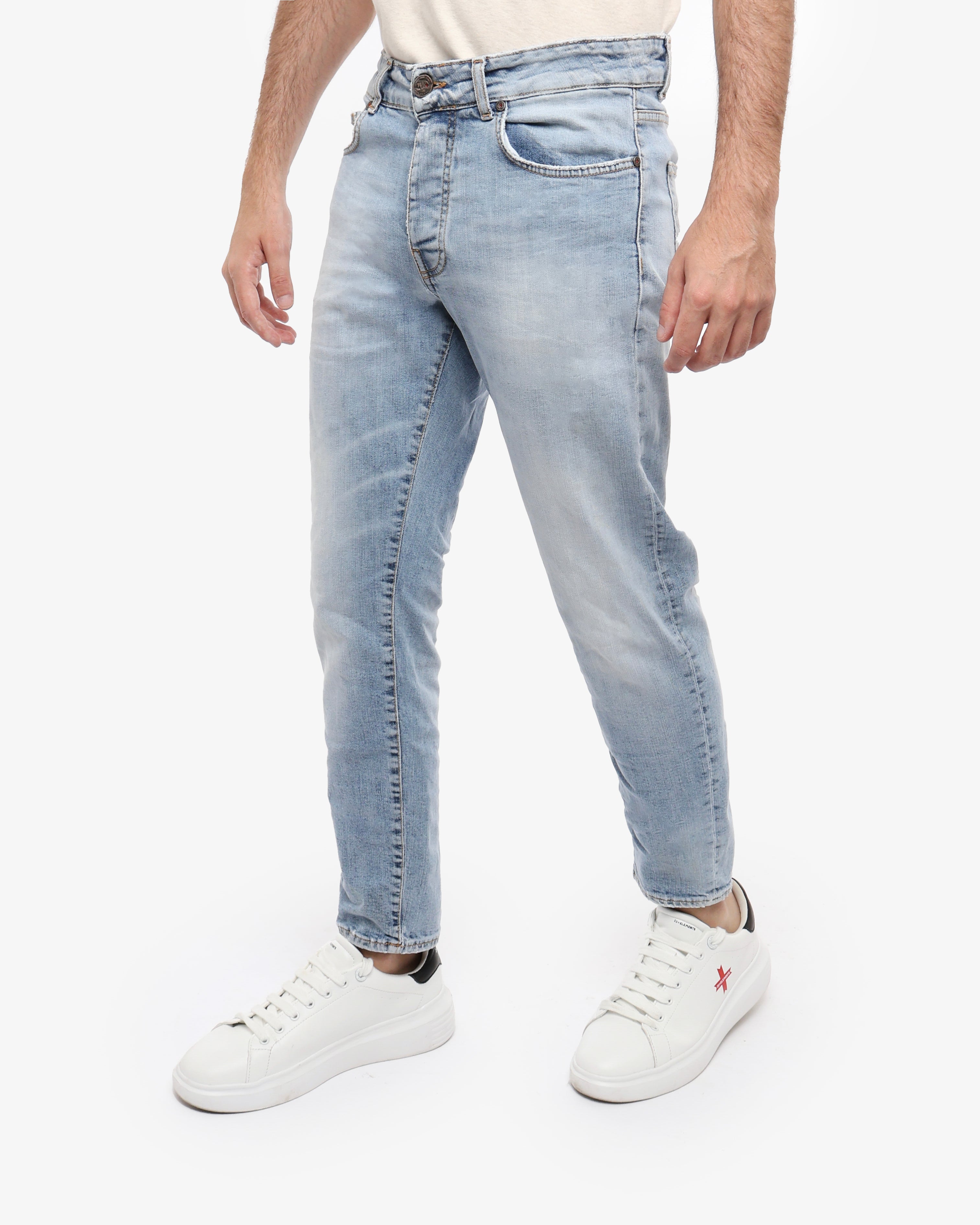 Jeans cropped capri fit blu medio