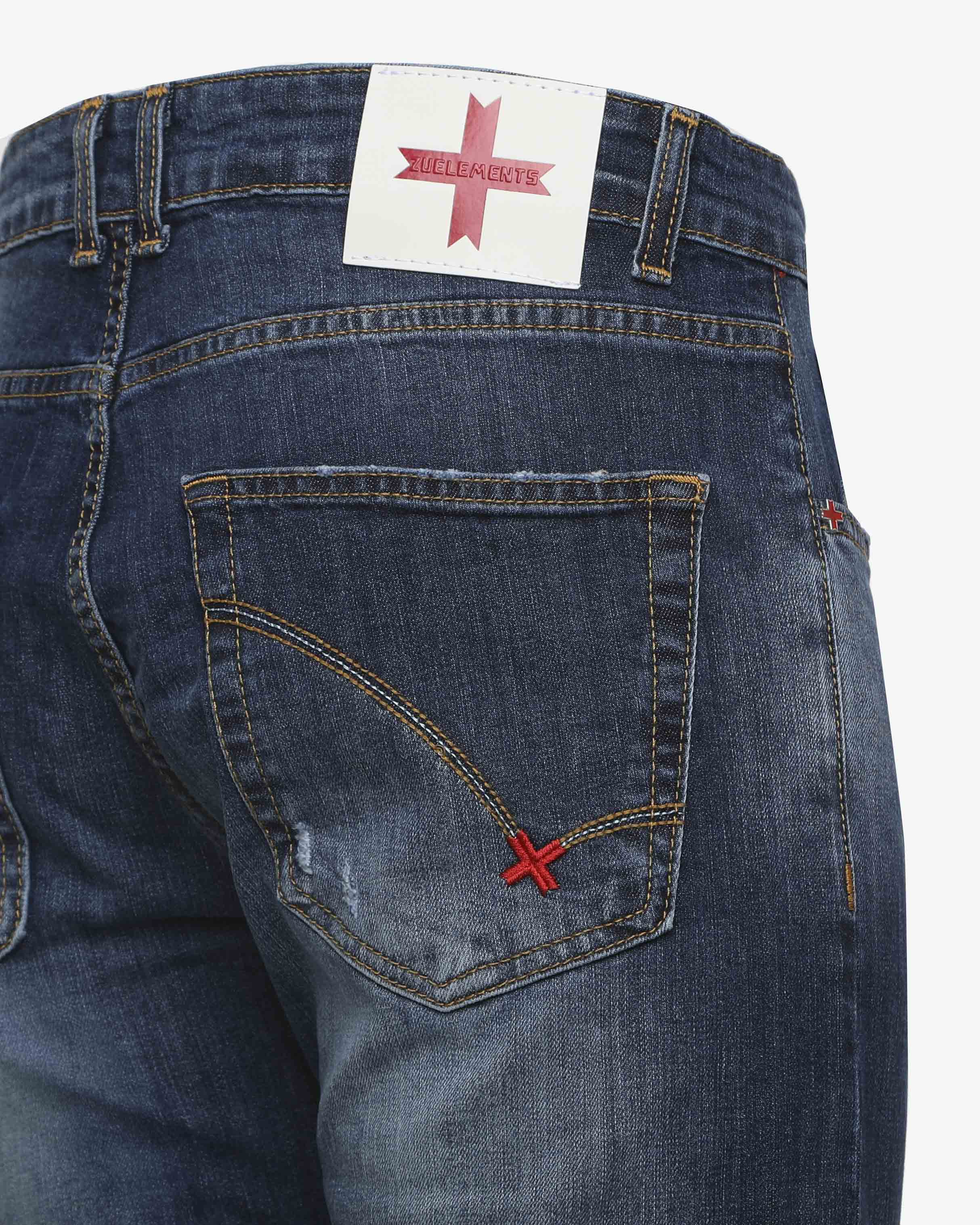 Jeans slim fit blu scuro con rotture