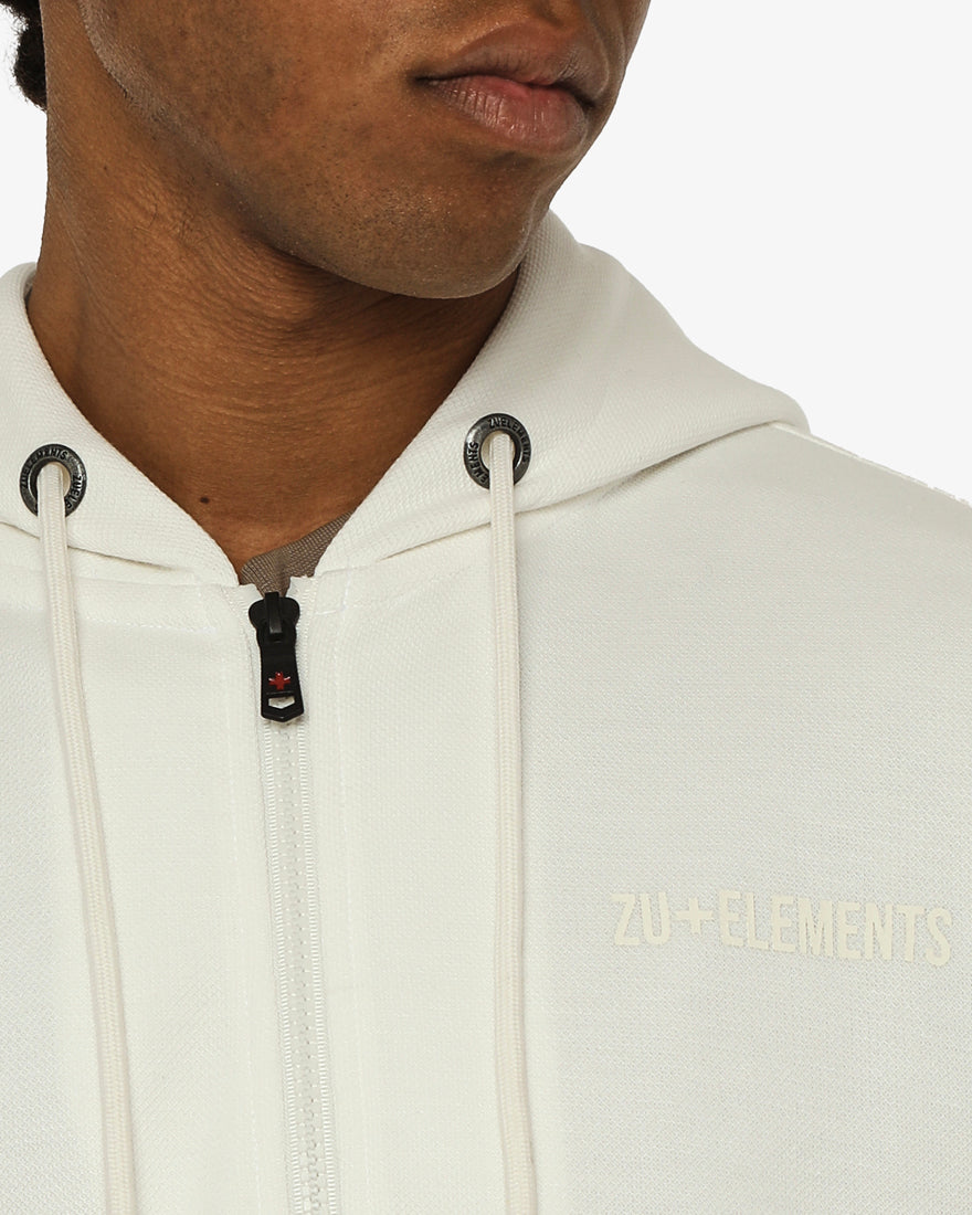 Felpa zip con cappuccio in piquet e tasche con zip