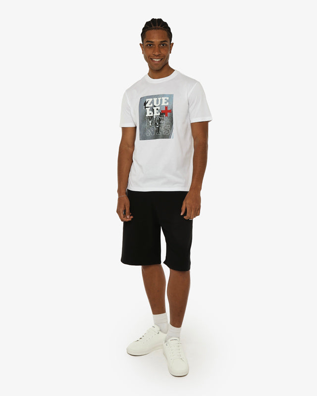 T-shirt girocollo maniche corte con stampa frontale – Optical Black