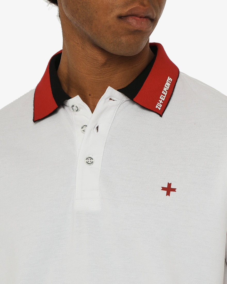 Polo in piquet, collo a contrasto con stampa