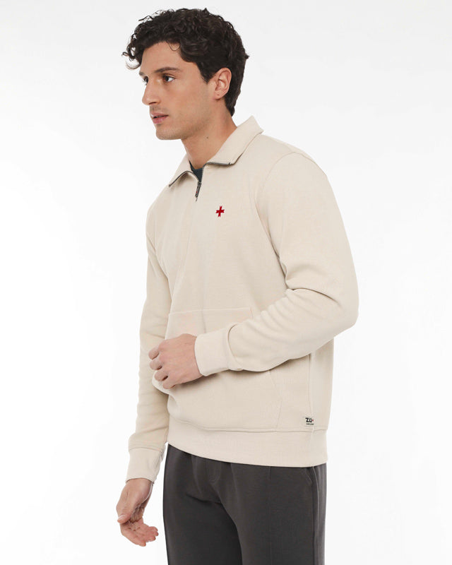 Felpa lupetto con mezza zip