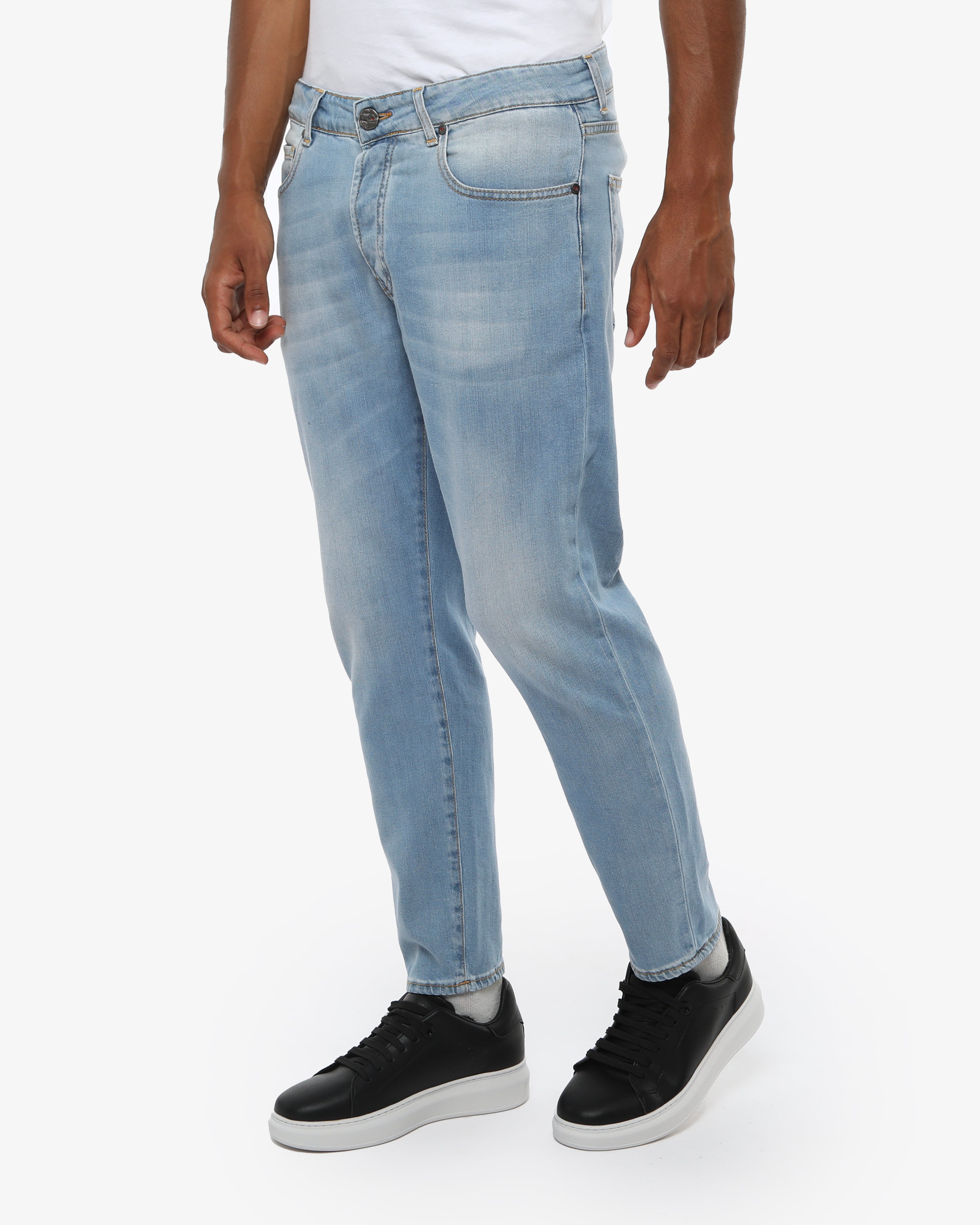 Jeans capri fit Cocker in tono stone bleach