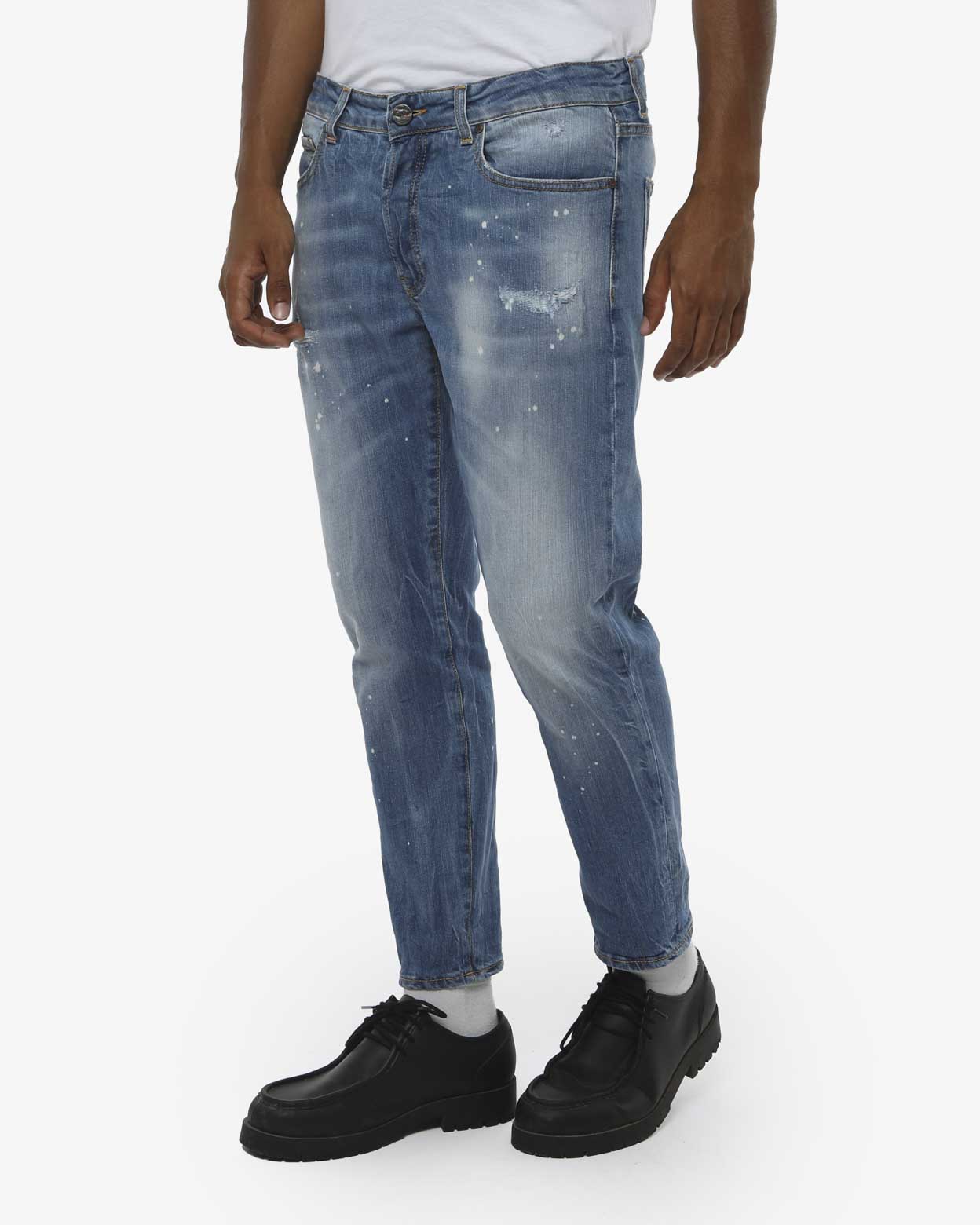 Jeans capri fit Cocker in tono medium blue