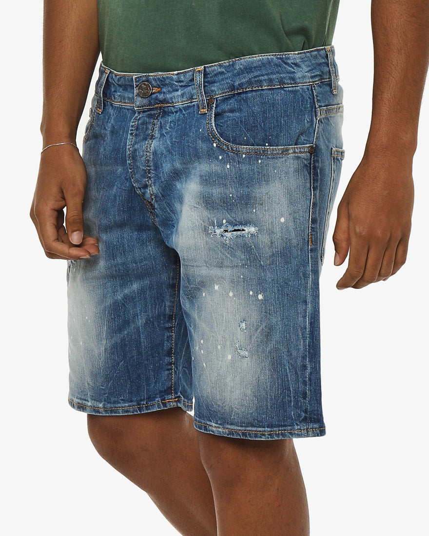 Bermuda jeans relaxed fit Axel in tono medium blue