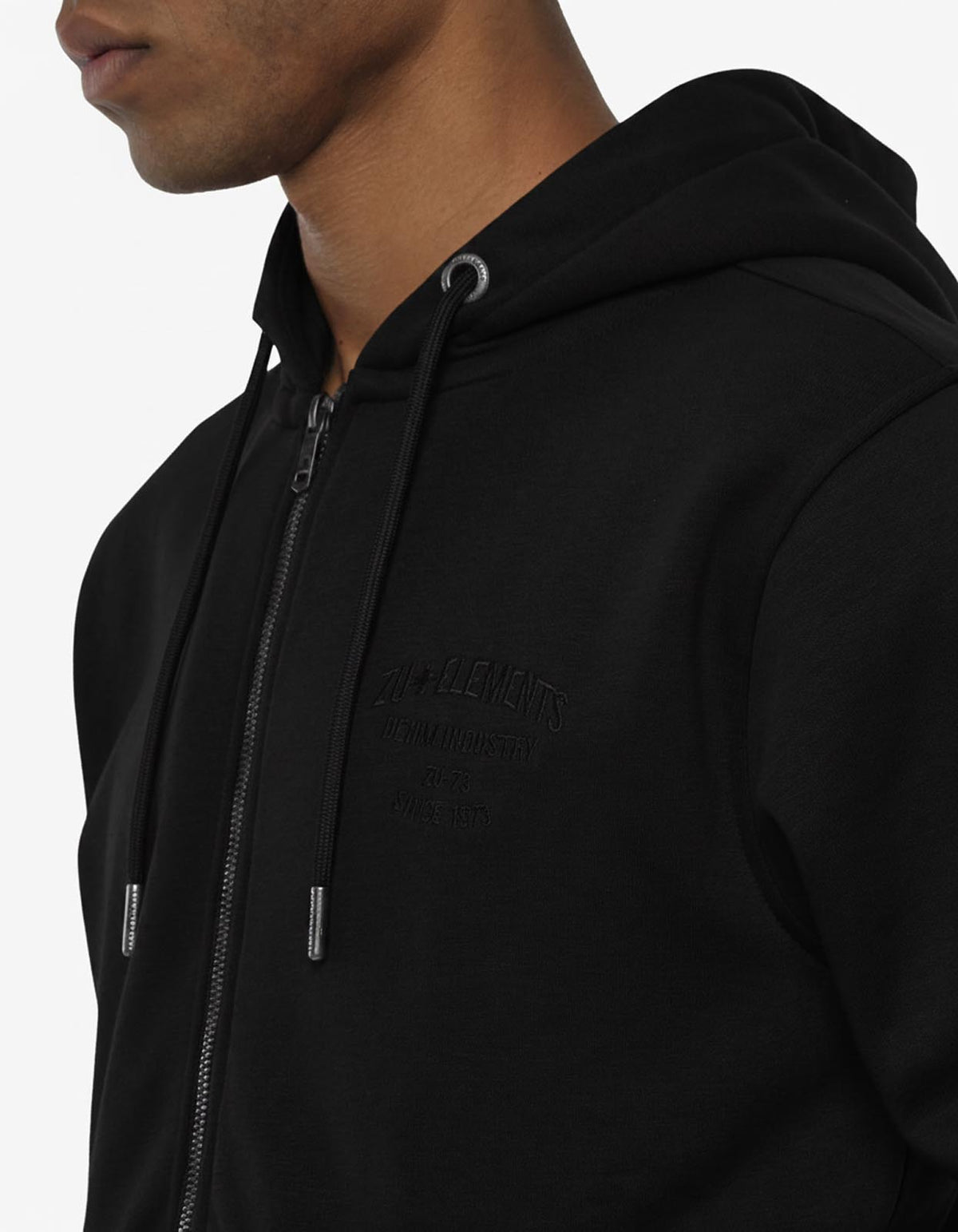 Felpa con cappuccio e zip, ricamo e stampa sul retro