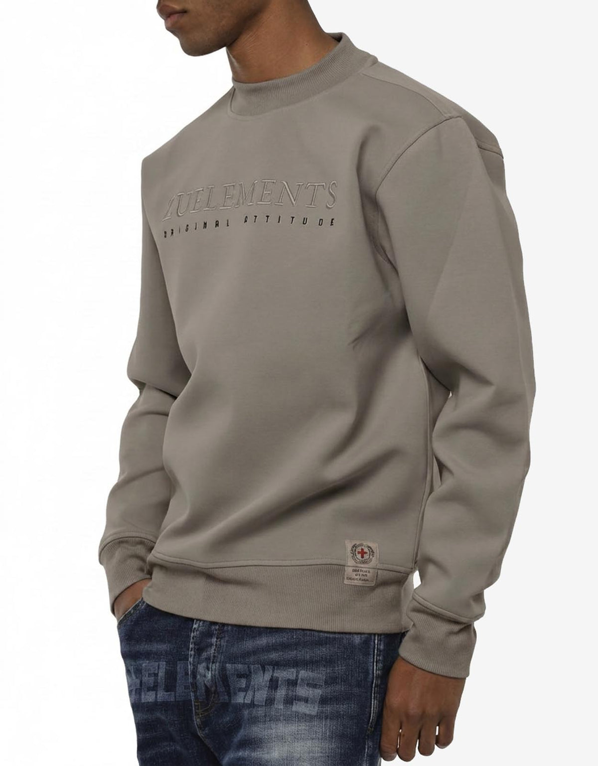 Felpa girocollo in neoprene con ricamo
