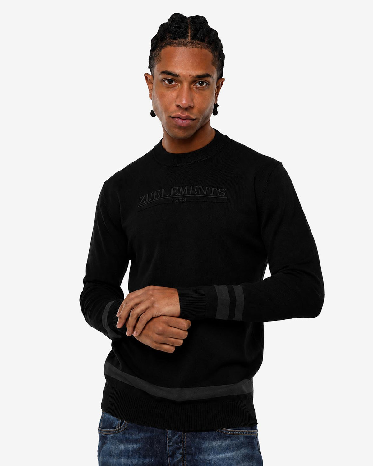 Maglia girocollo in viscosa con motivo jacquard