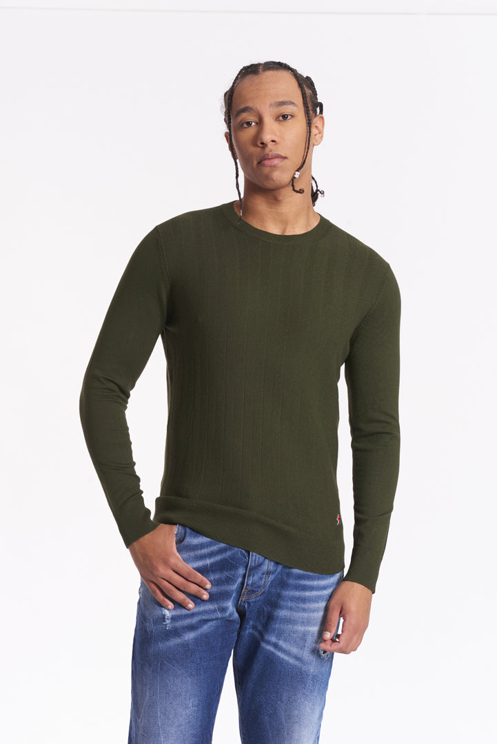 Maglia girocollo "lines" e logo metallico