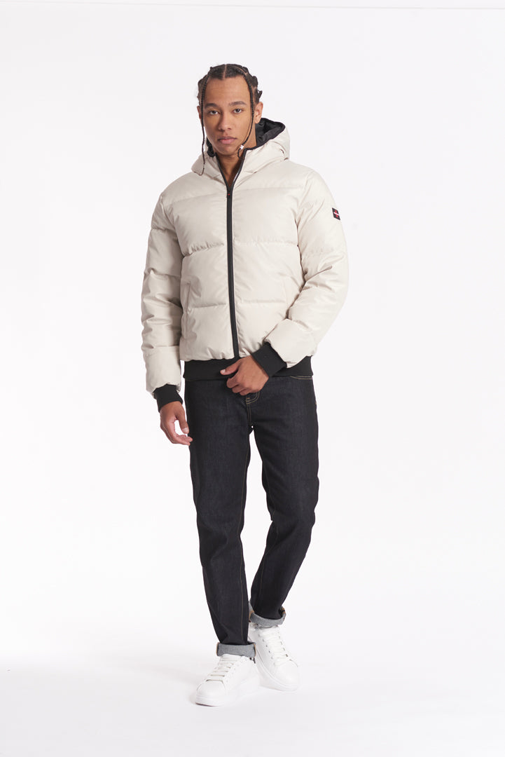 Giubbotto con cappuccio e logo on back