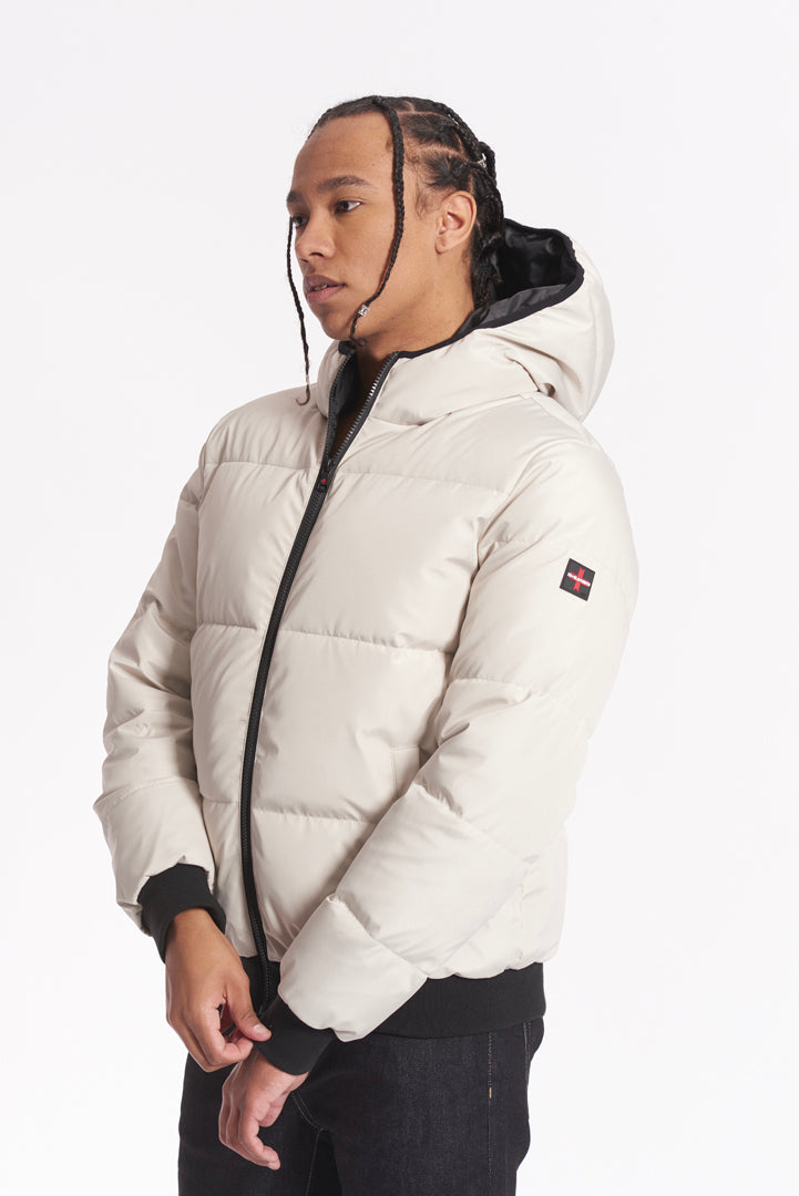 Giubbotto con cappuccio e logo on back