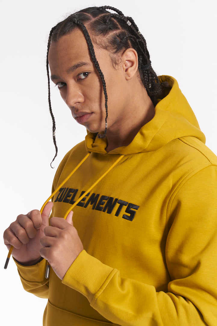 Crewneck sweatshirt with hood and embroidered Zu pockets