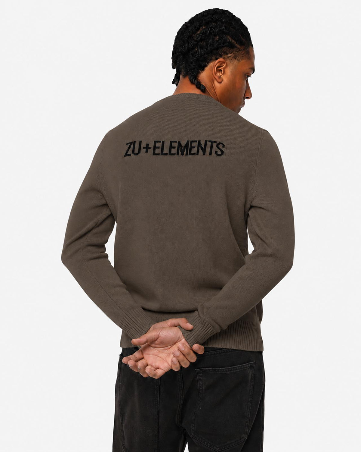 Maglia girocollo con logo jacquard sul retro