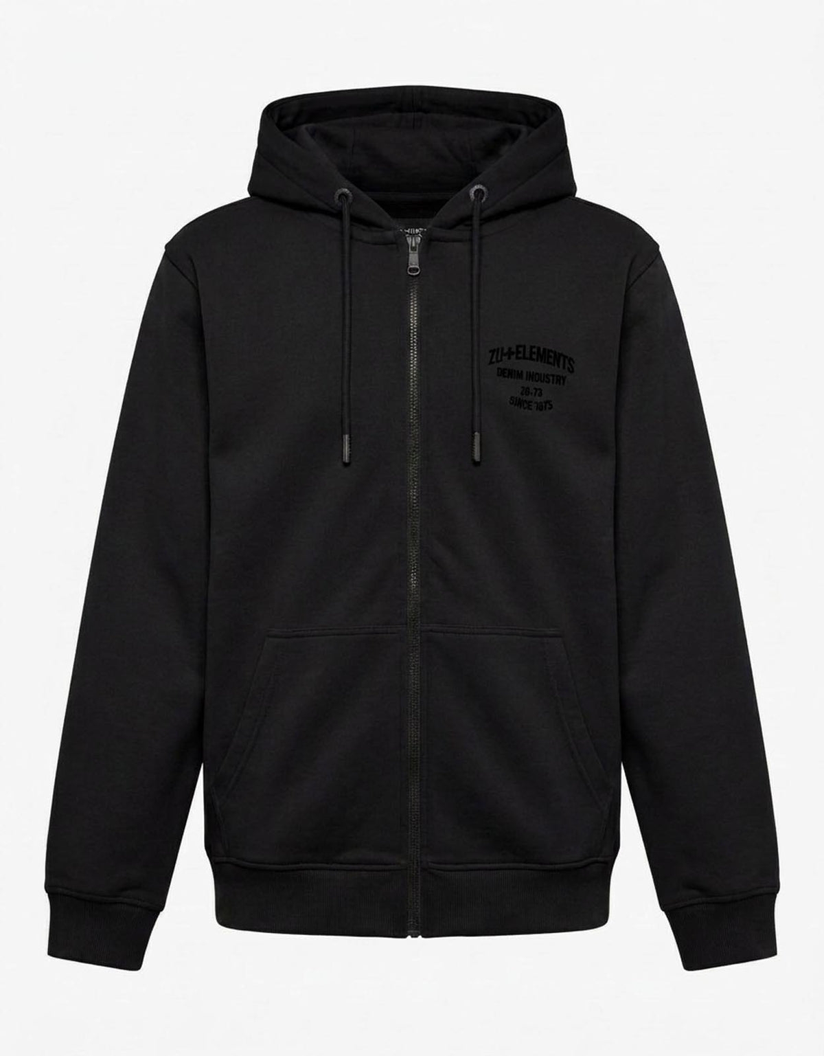 Felpa con cappuccio e zip, ricamo e stampa sul retro