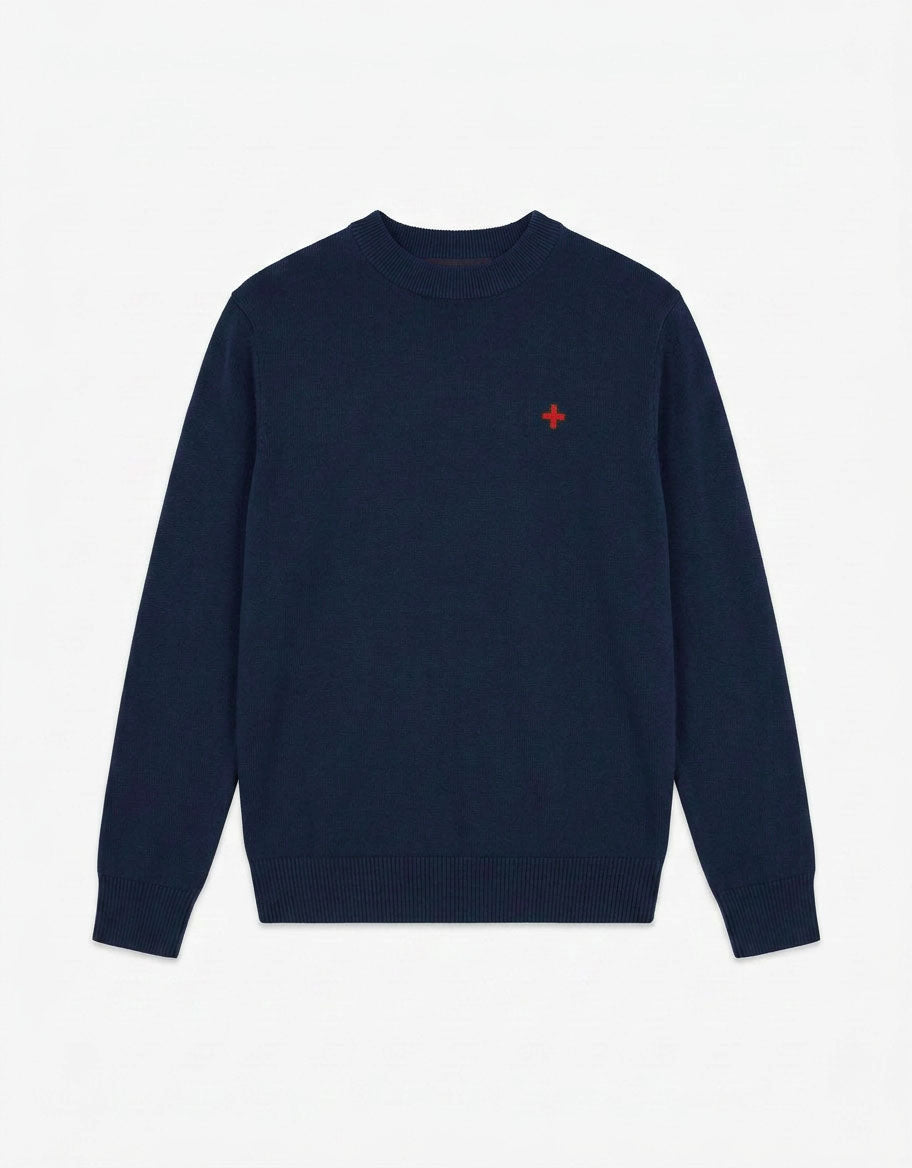 Maglia mezzo collo in viscosa con ricamo a contrasto