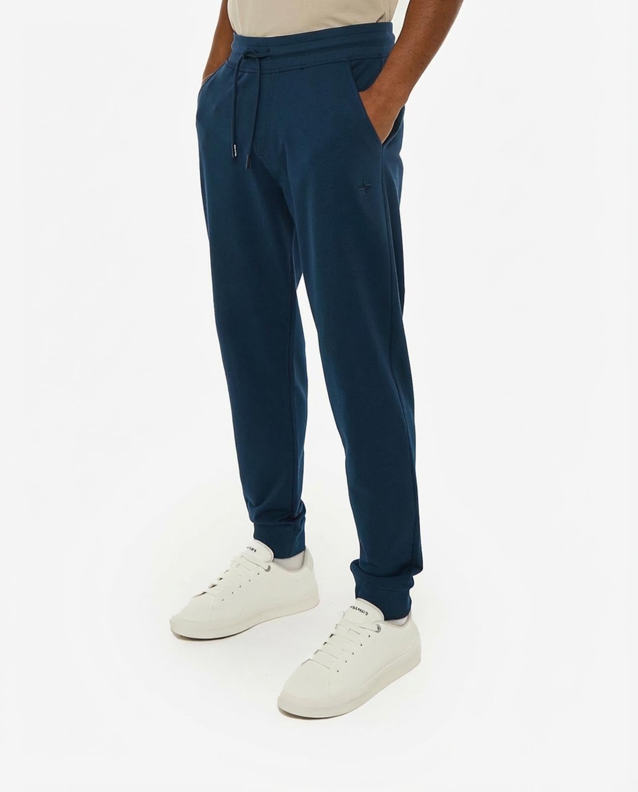 Pantaloni felpa con logo ricamato sul davanti, vita e fondo a coste