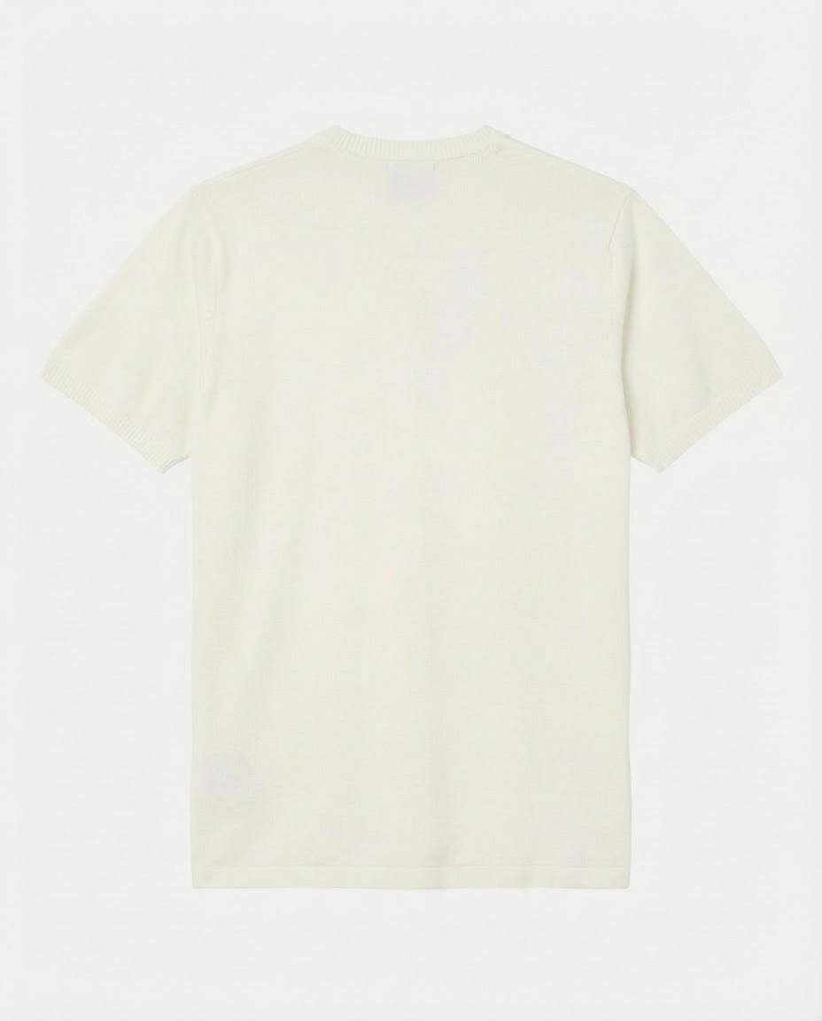 T-shirt in maglia maniche corte con collo serafino
