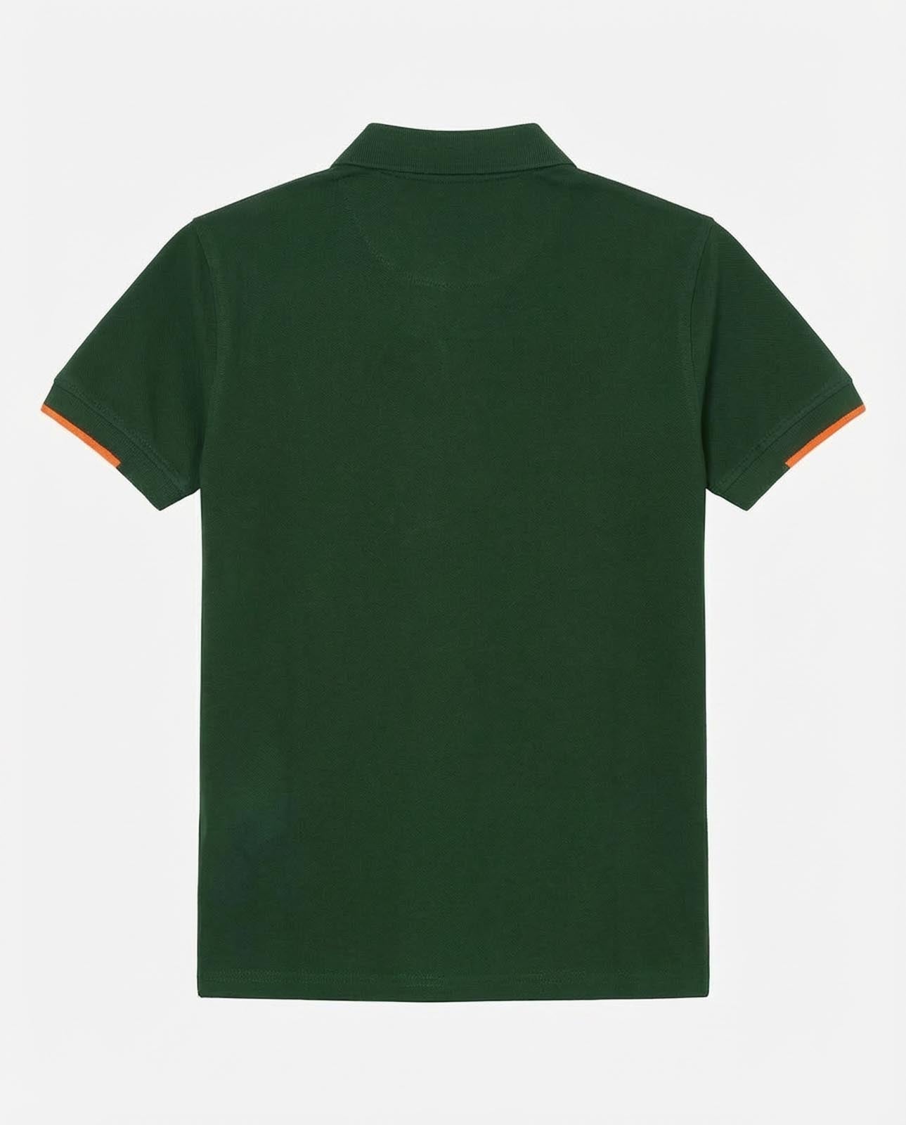 Polo in piquet con profili fluo e logo stampato lato cuore