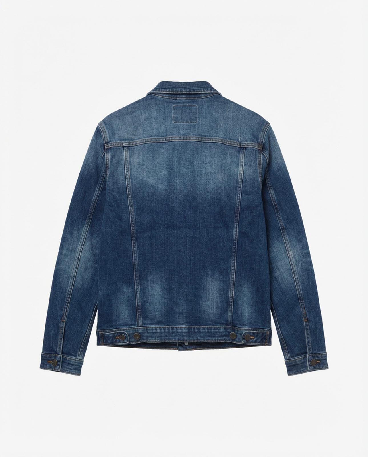 Giacca jeans in tono medium blue con tasche frontali