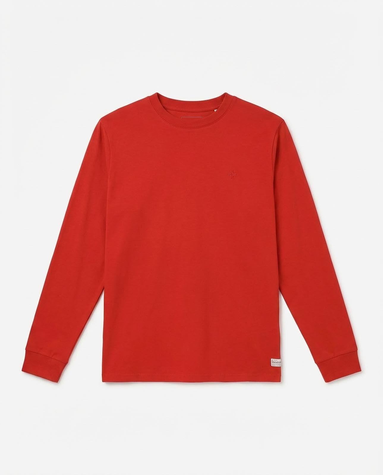 T-shirt manica lunga, logo lato cuore ricamato, collo e polsi a coste