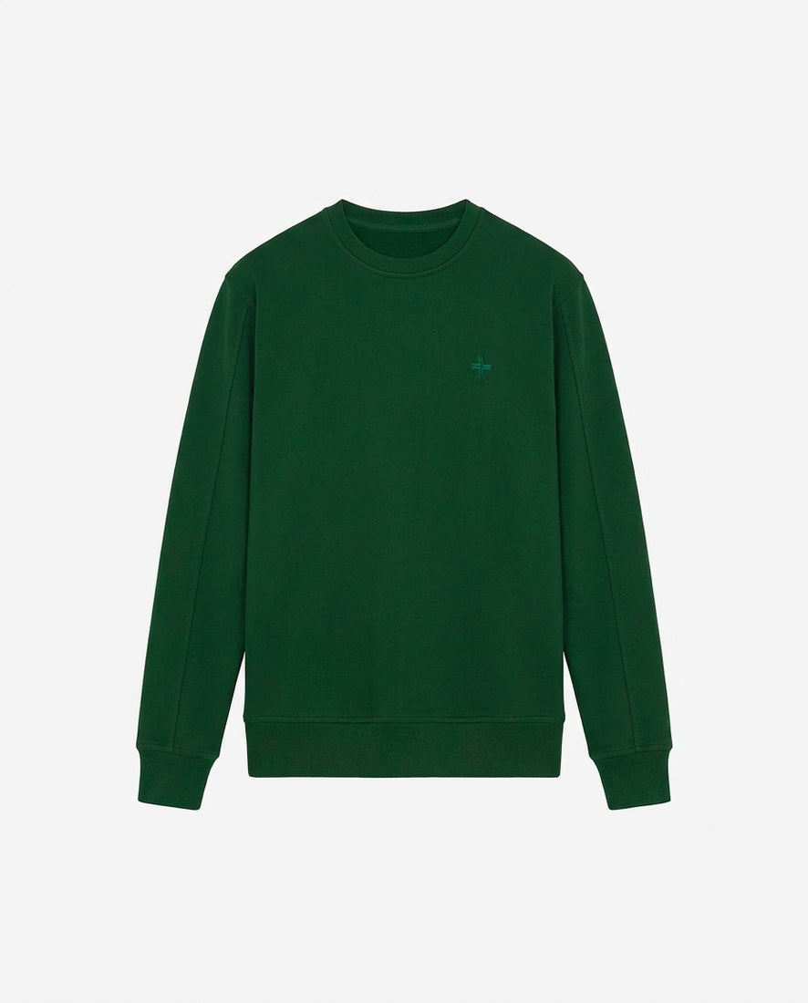 Felpa girocollo, logo ricamato lato cuore. Polso e fondo a coste