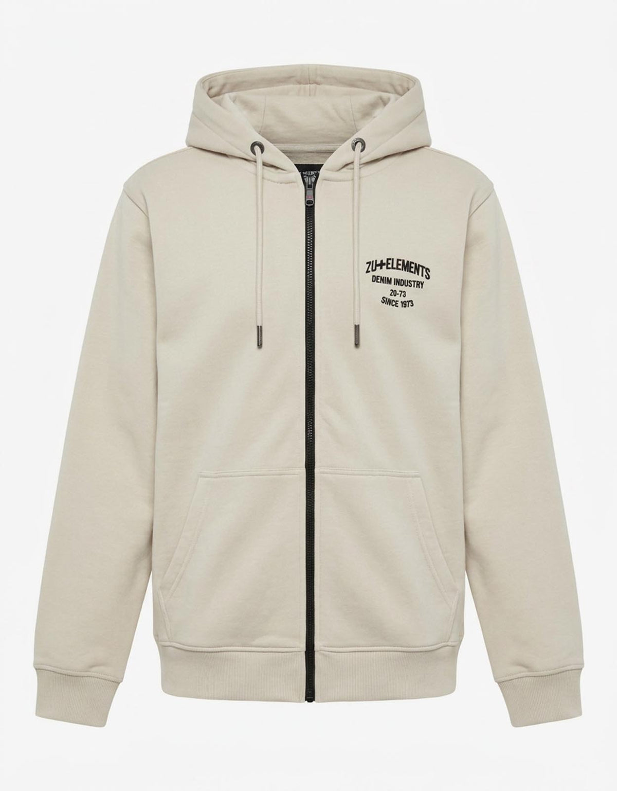 Felpa con cappuccio e zip, ricamo e stampa sul retro